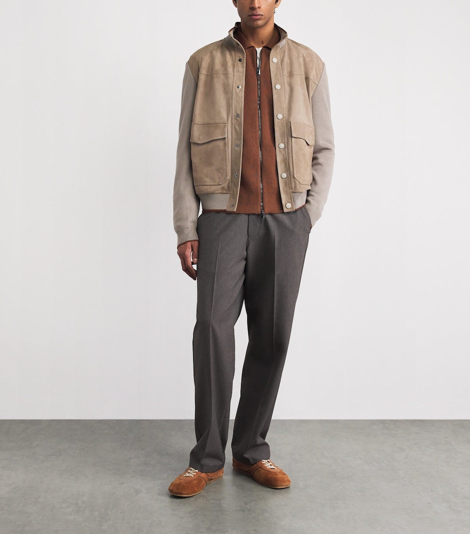 Canali Mens Cotton-Blend Zip-Up Cardigan Image 2