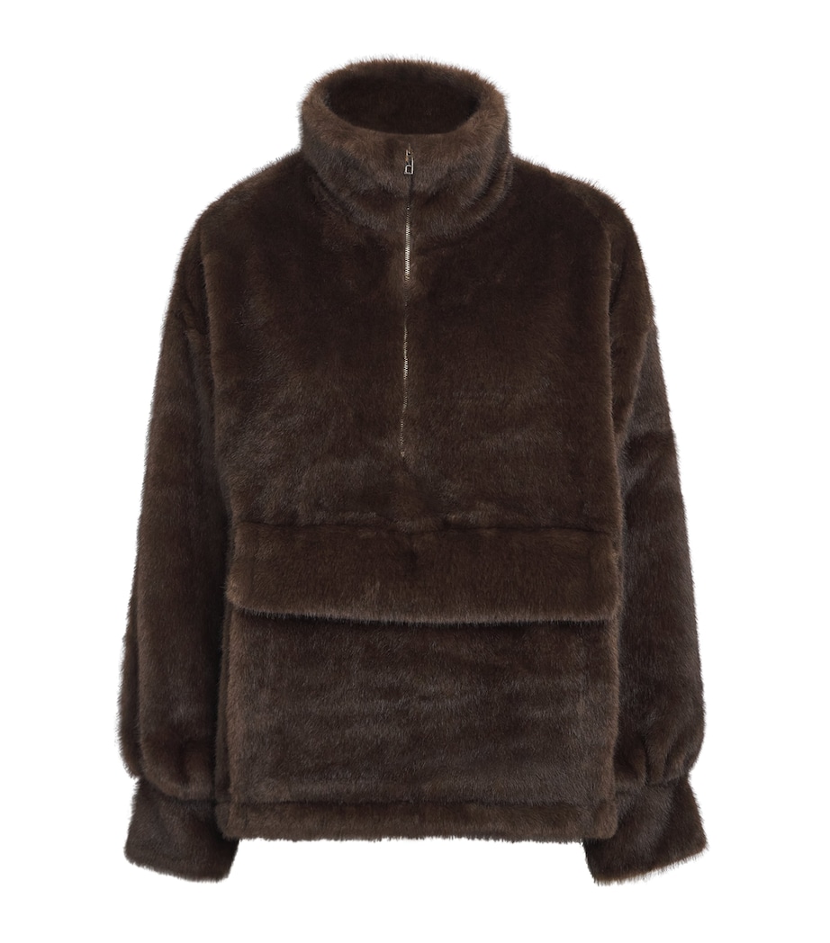 Source Unknown Womens Faux Fur Anorak Sweatshirt Br Image 1