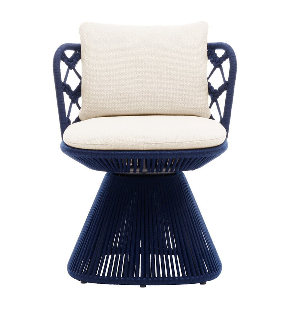 B&B Italia Flair O' Cushioned Outdoor Dining Chair Blue And White