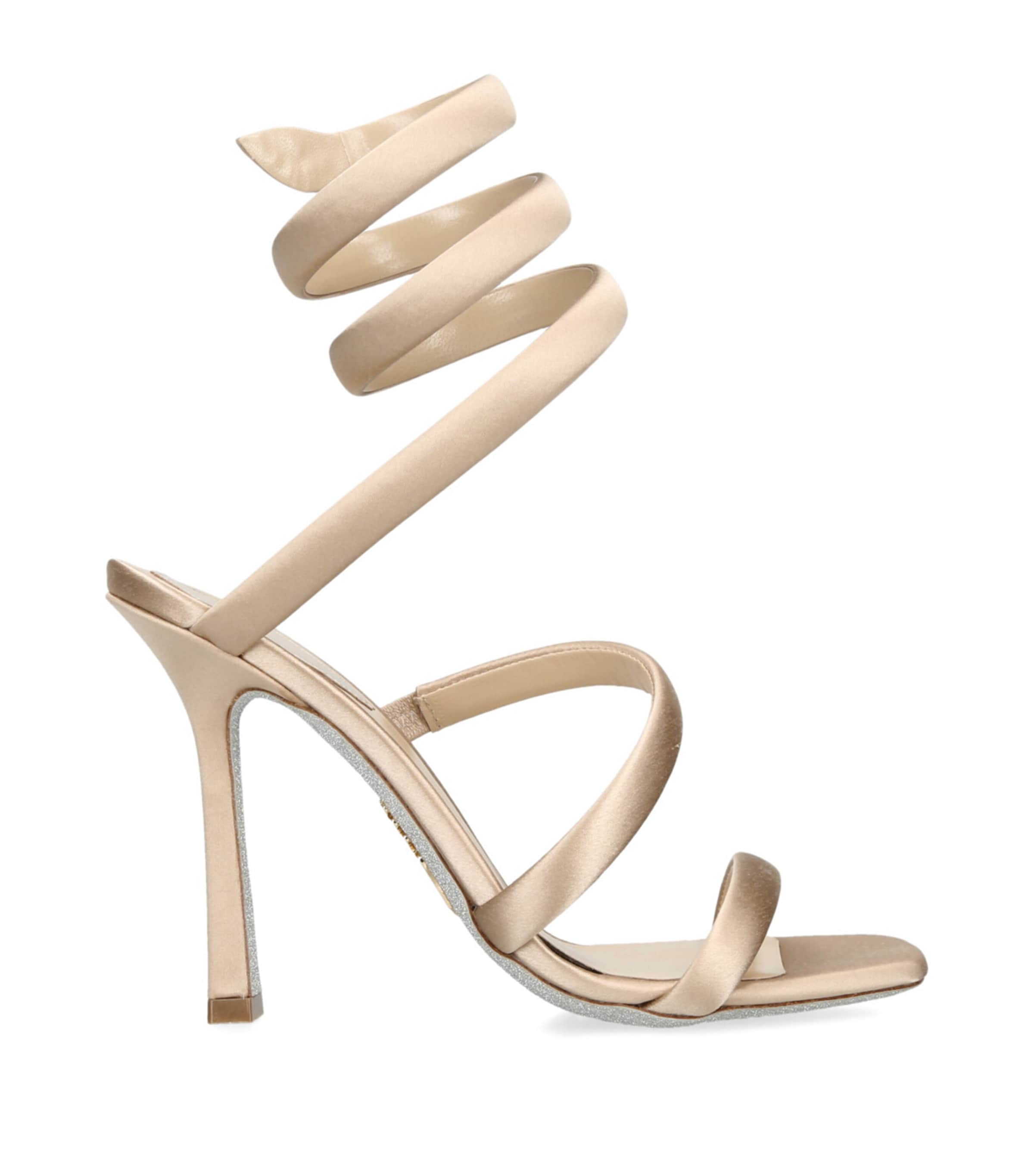 René Caovilla Satin Cleo Heeled Sandals 105 Beige Image 1