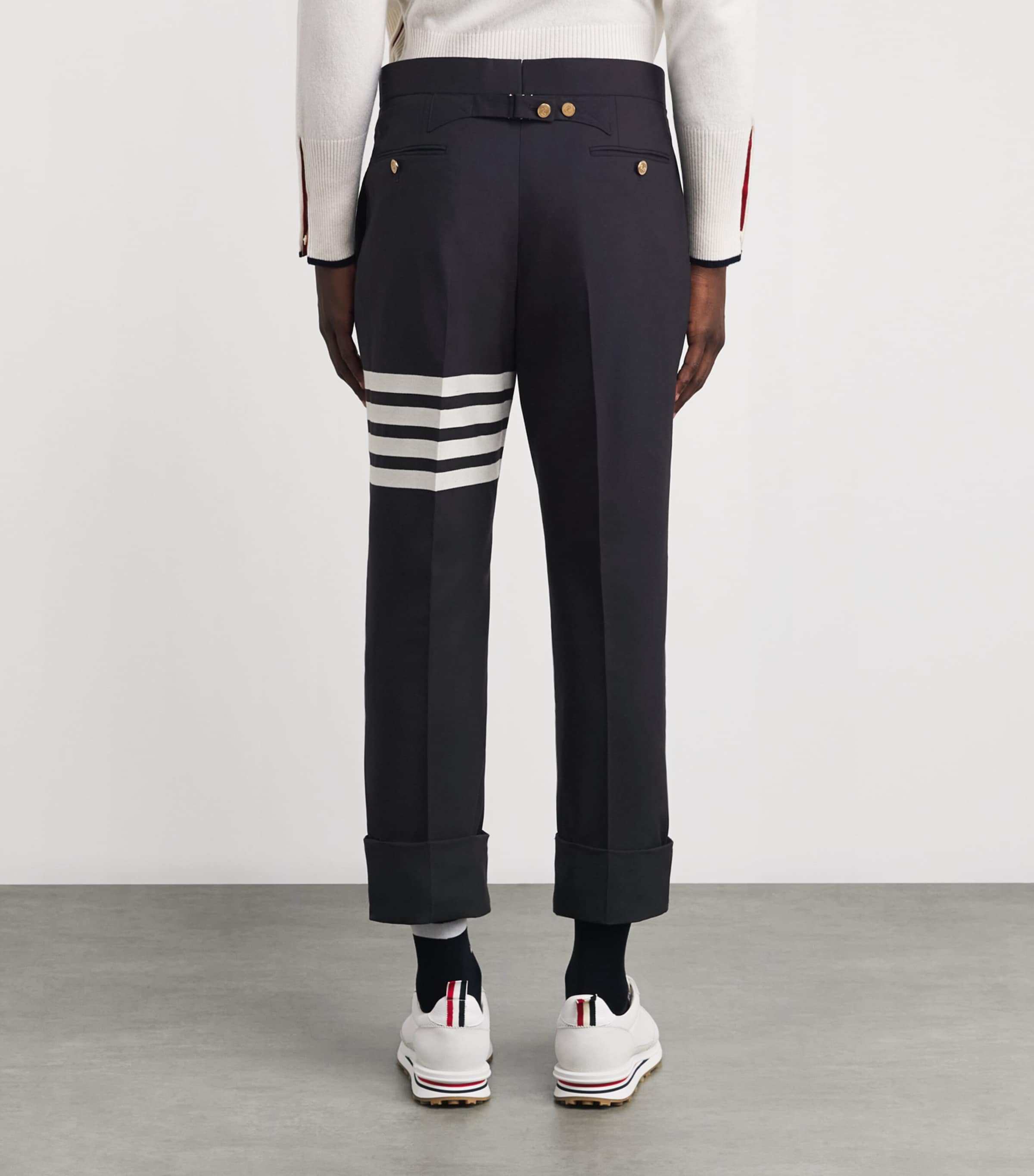 Wool Backstrap Tailored Trousers NAVY Image 4