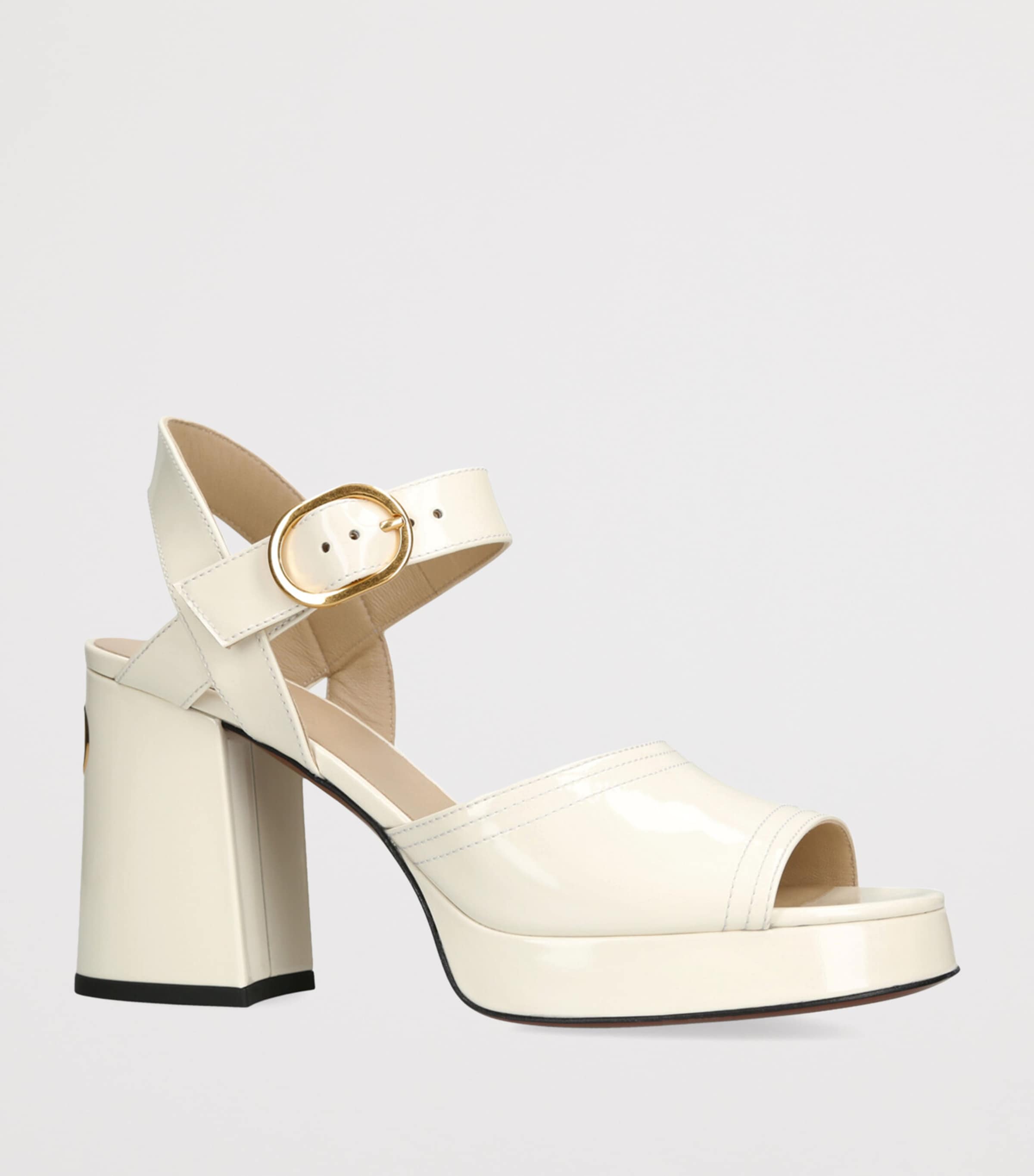 Leather Fawcette Heeled Sandals 100 BONE Image 3