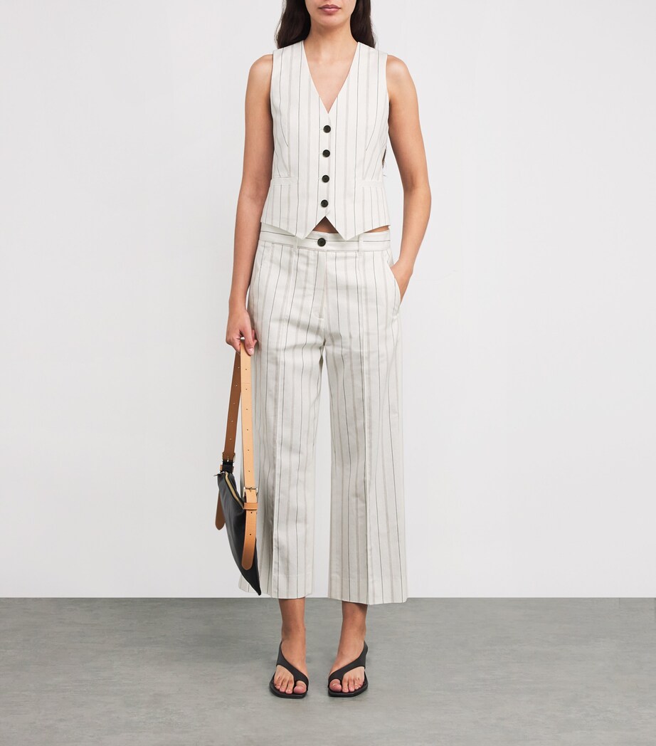 ME+EM Womens Organic Cotton Stripe Cropped Trousers Multi Stripe Image 2