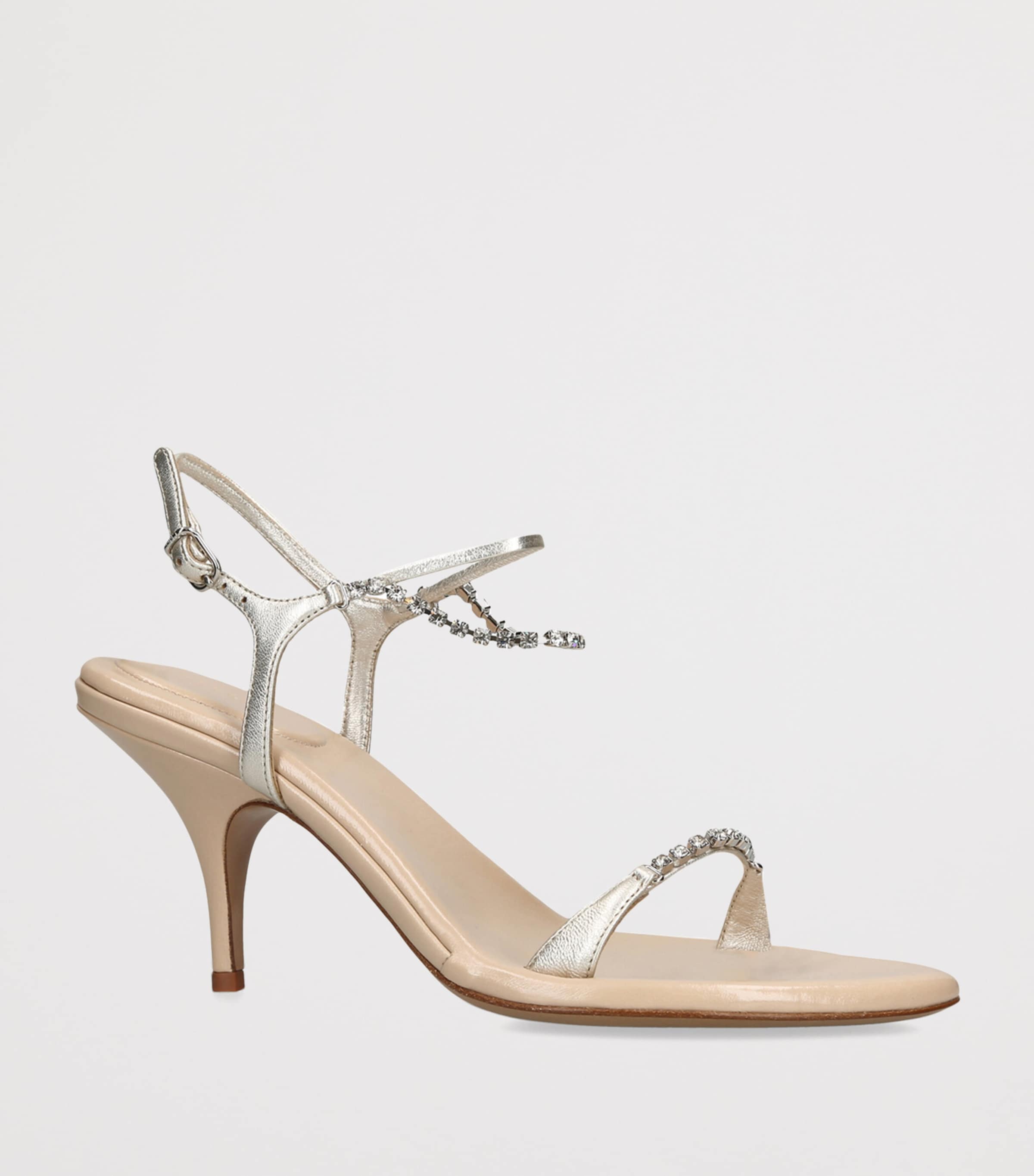 Chloé Metallic Leather Zia Heeled Sandals 80 Bone Image 3