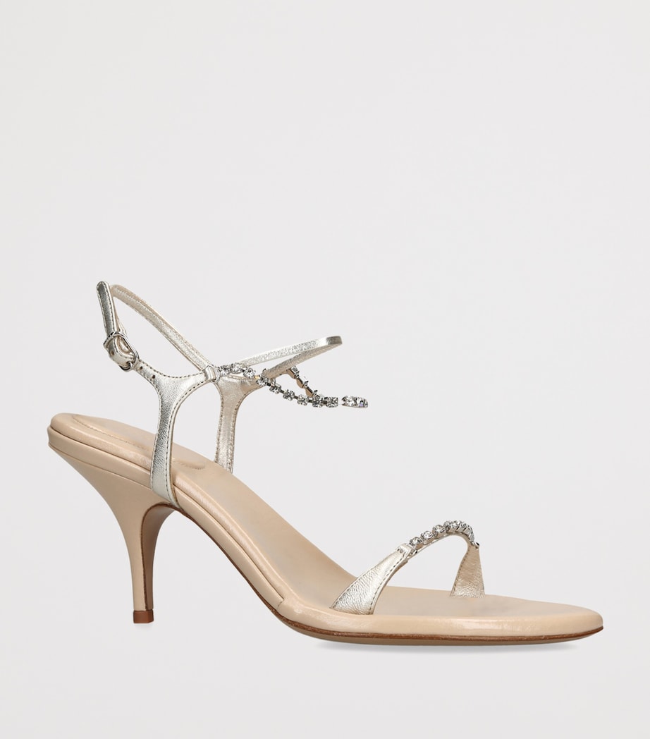 Chloé Metallic Leather Zia Heeled Sandals 80 Bone Image 3