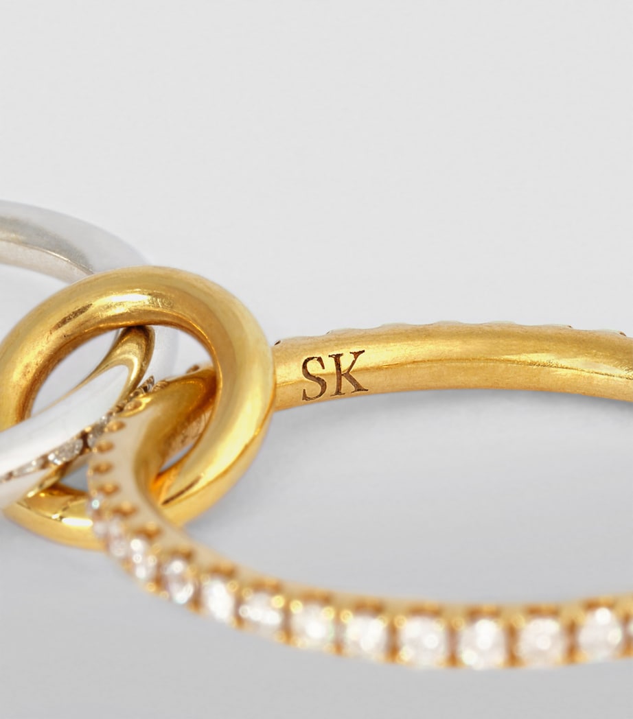 Mixed Gold and Diamond Sonny 3-Band Ring (Size 6) YELLOW GOLD Image 6