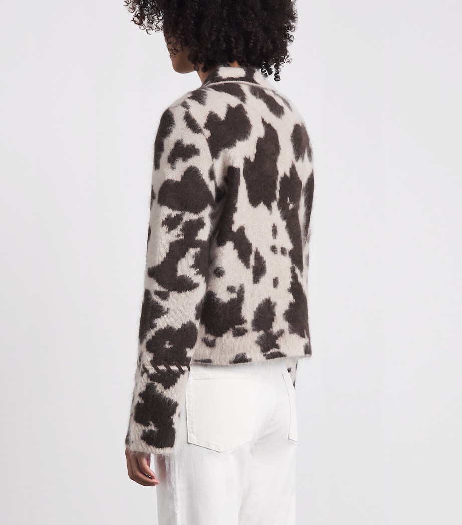 Guest In Residence Womens Cashmere Cow Grizzly Zip-Up Cardigan Oatmeal/burnt Cocoa Image 5