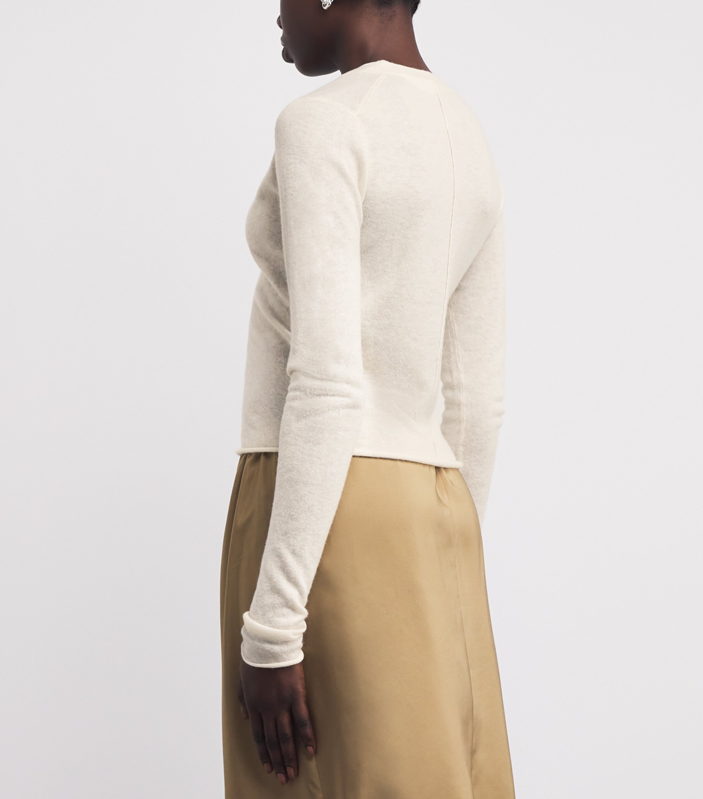 Skims Womens Cashmere Sheer Cardigan Egret Image 4