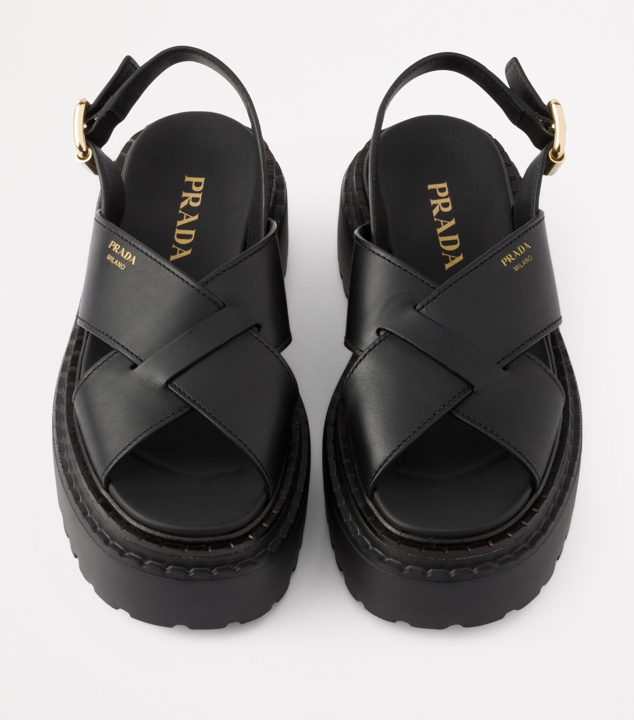 Prada Leather Criss-Cross Sandals Image 3