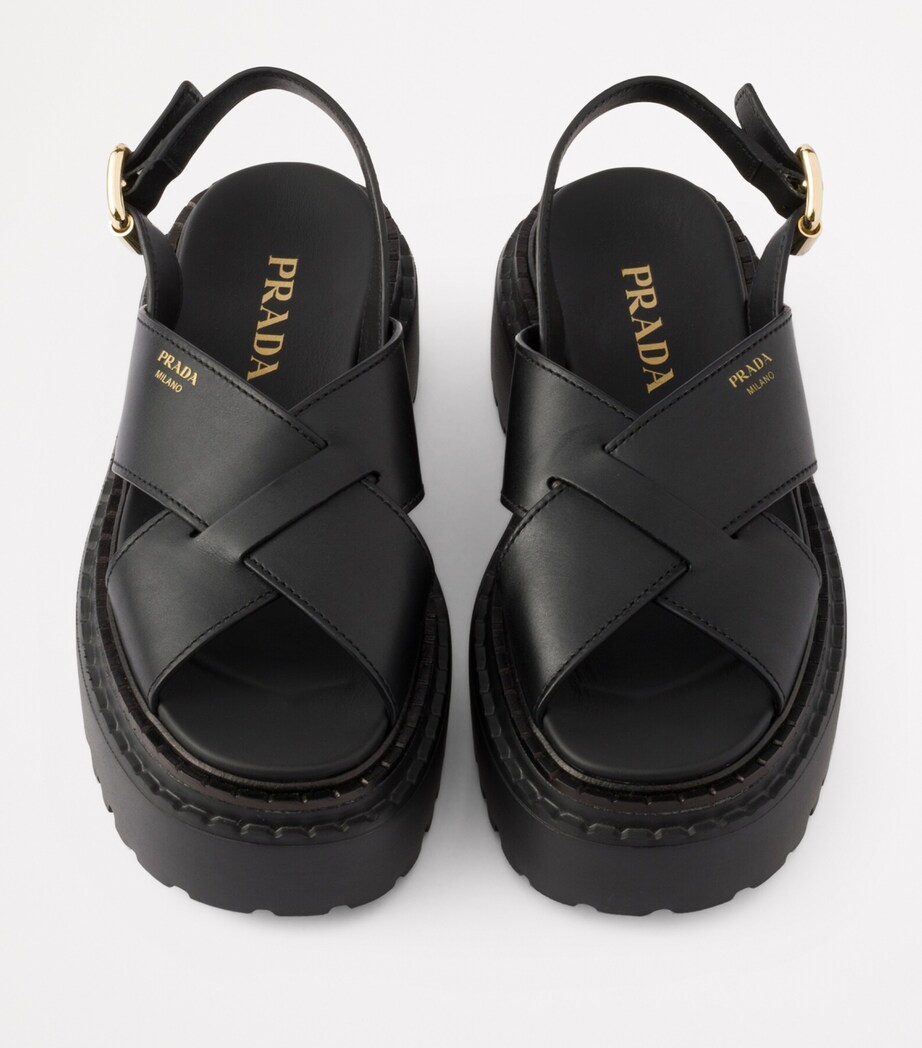 Prada Leather Criss-Cross Sandals Image 3