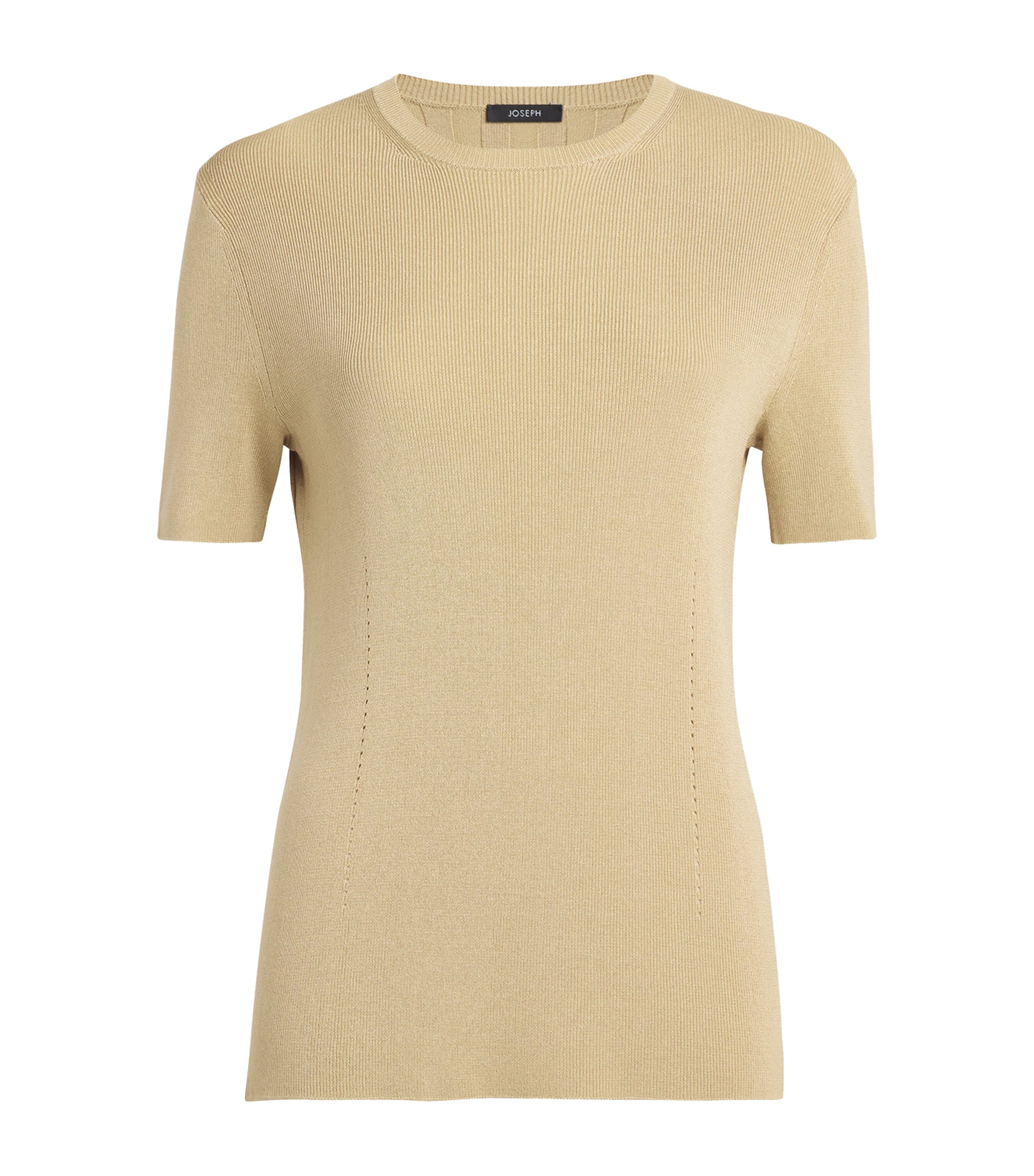Shop Joseph Satiny Rib-knit Top In Beige