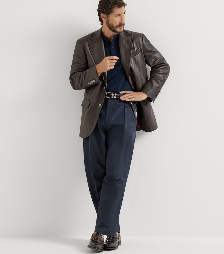 Leather Single-Breasted Blazer CQV27 Image 2