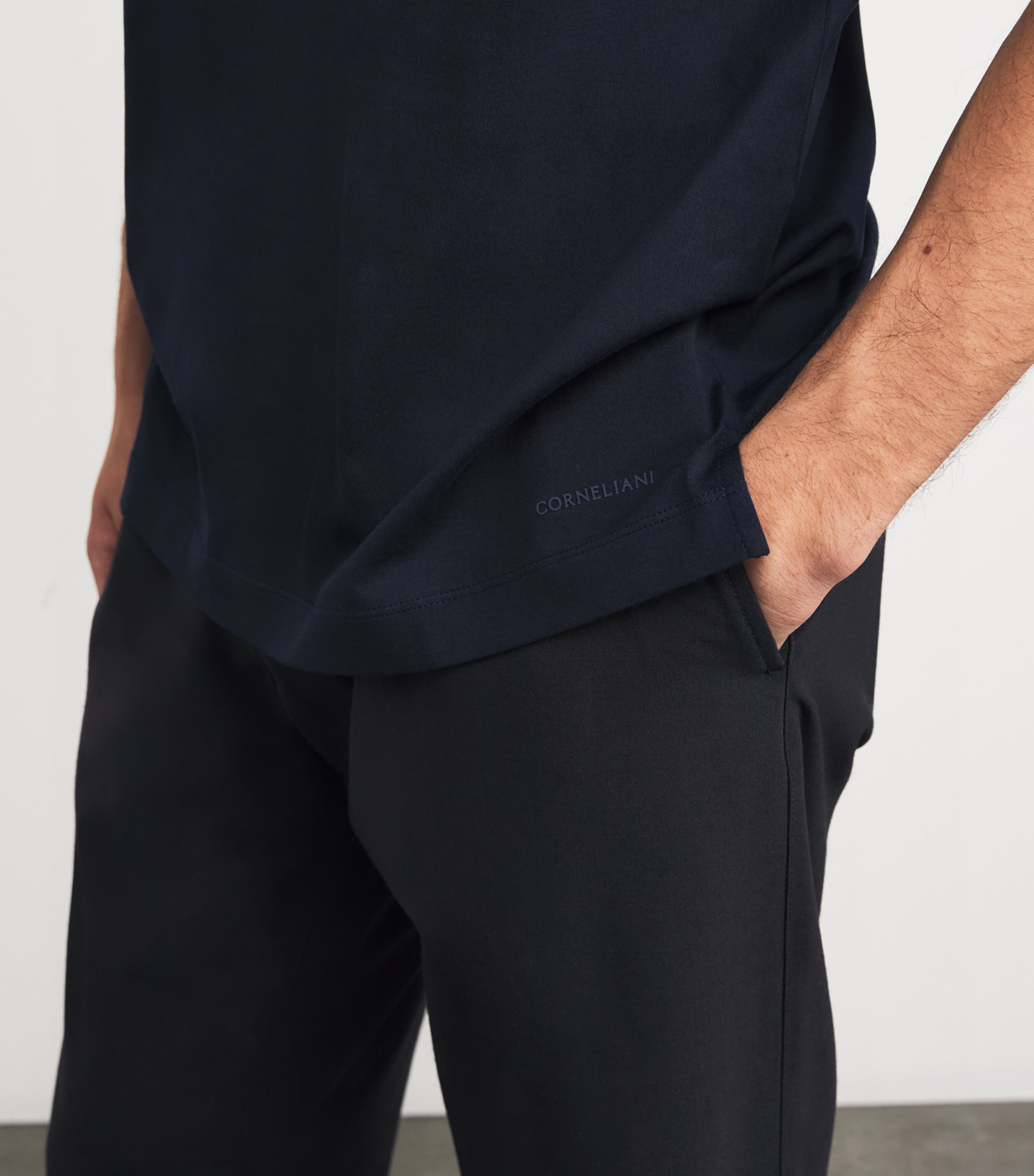 Cotton Crew-Neck T-Shirt 001 NAVY BLUE Image 6