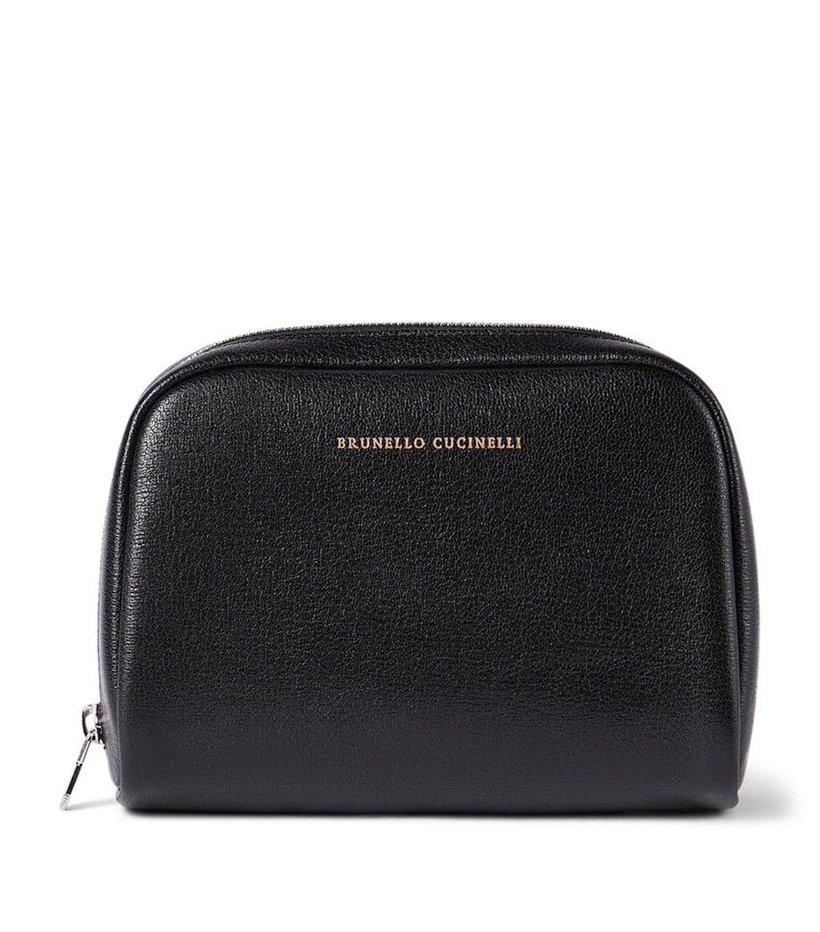 Brunello Cucinelli Leather Logo Beauty Case Image 1