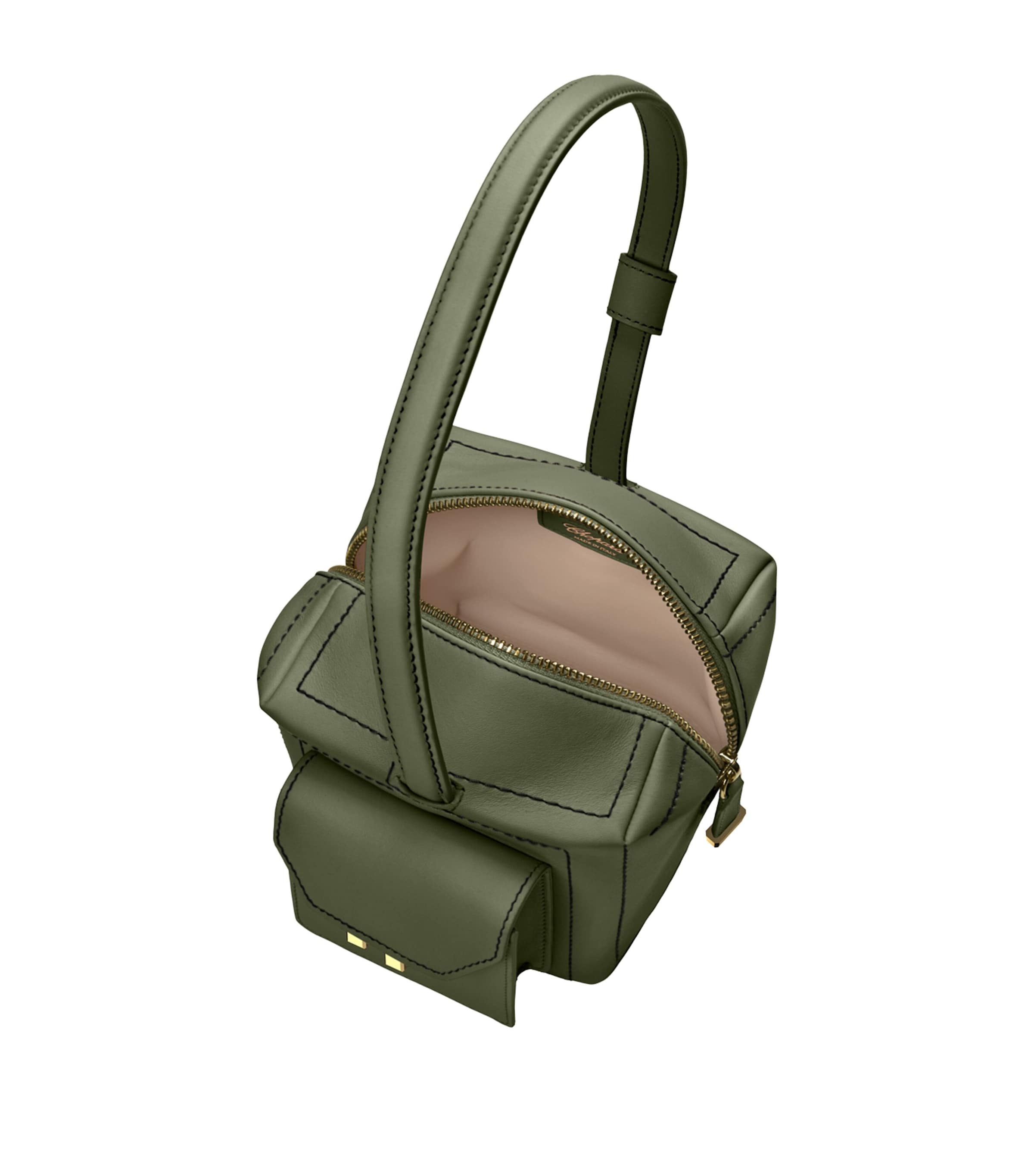 Mini Leather Ice Cube Top-Handle Bag KHAKI Image 6