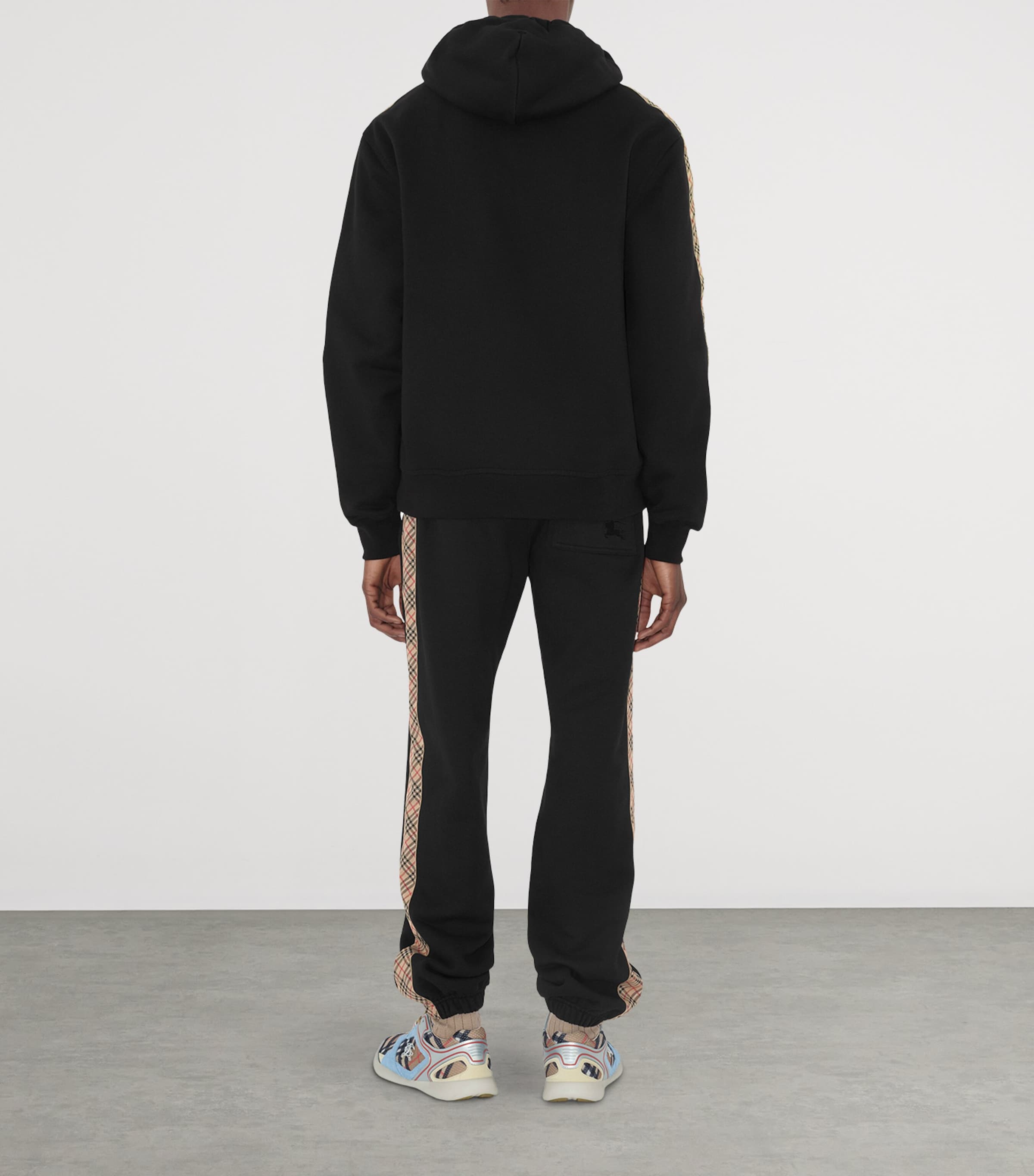 Cotton Check-Trim Sweatpants BLACK Image 4