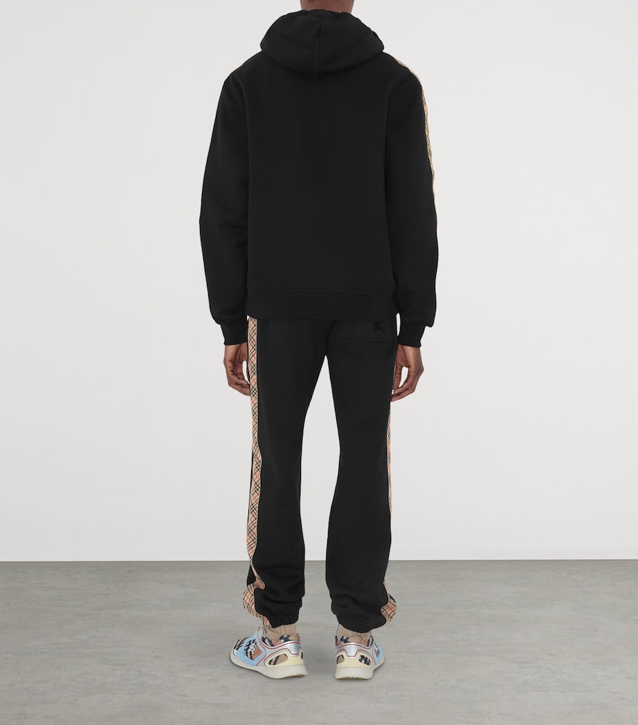 Cotton Check-Trim Sweatpants BLACK Image 4