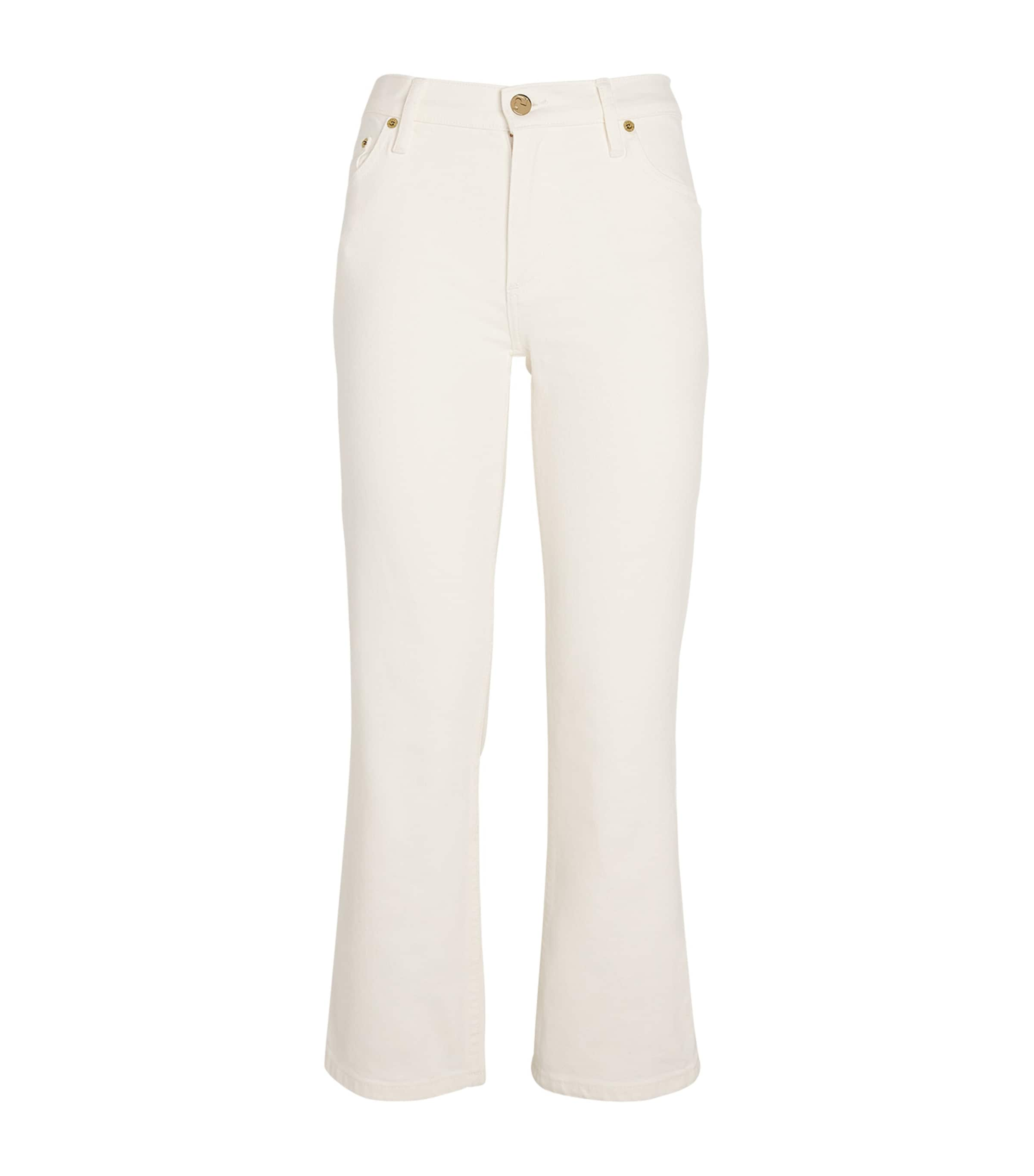 Tory Burch Cropped Kick Flared Jeans In White