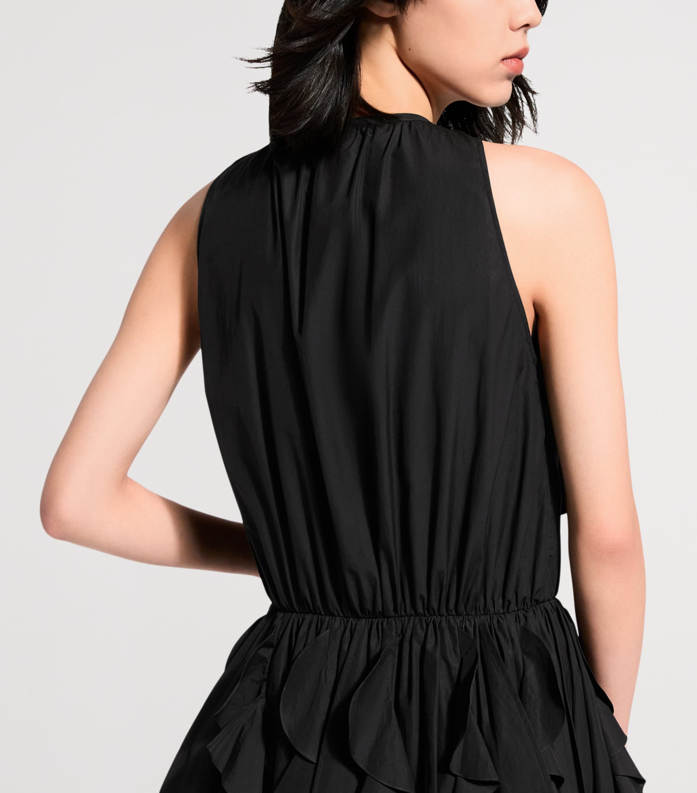 LOUIS VUITTON Womens Ruffled Mini Dress Black Image 3