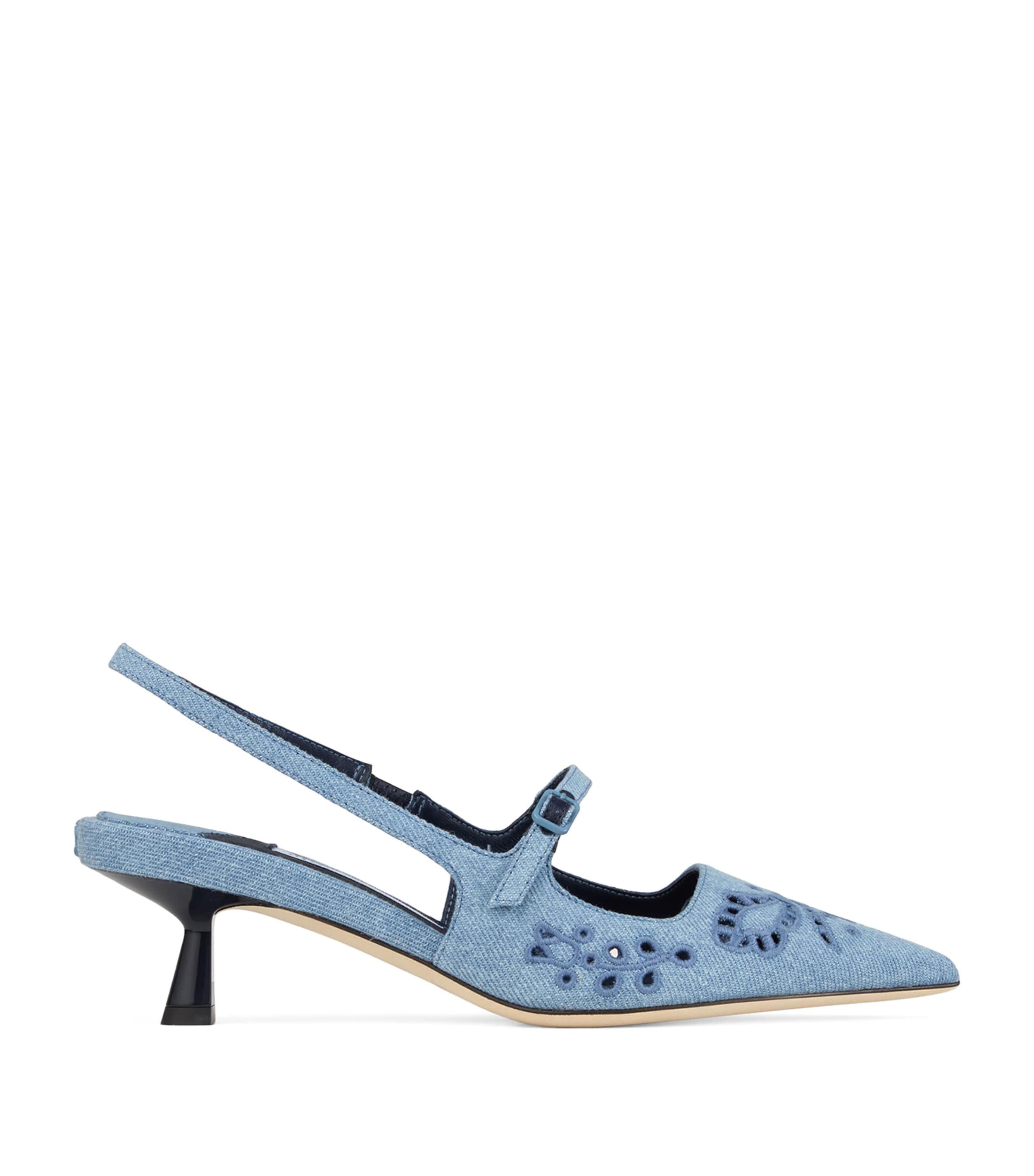 JIMMY CHOO DIDI 45 DENIM SLINGBACK PUMPS