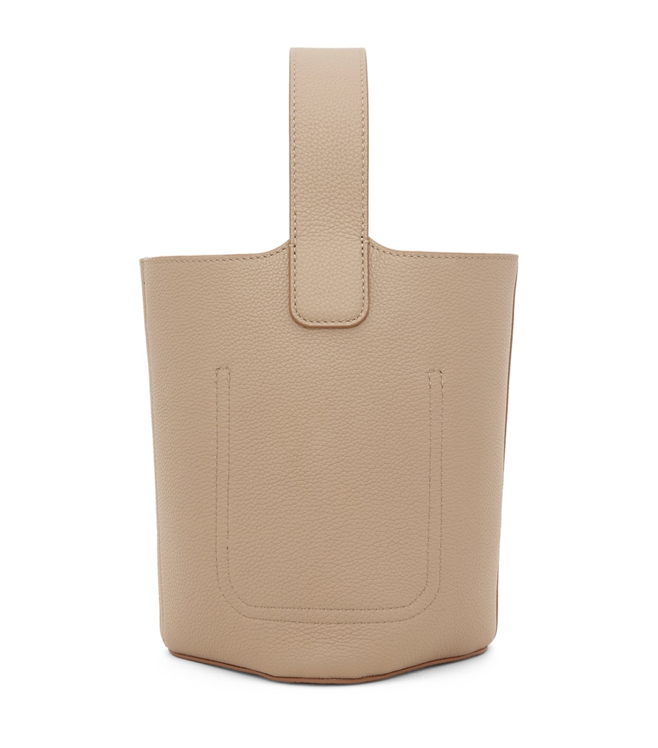 Mini Leather Pebble Bucket Bag SAND Image 3