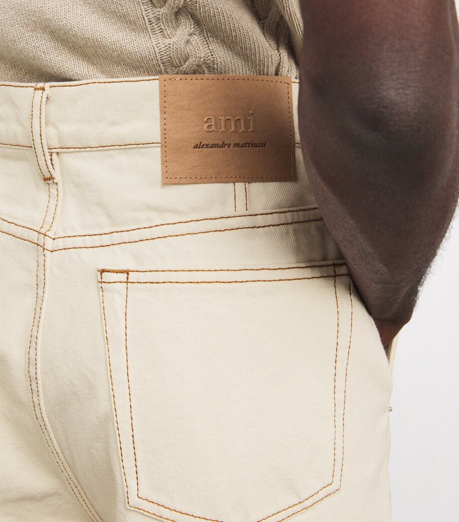 AMI Paris Mens Cotton Twill Wide Jeans Blanc Image 6