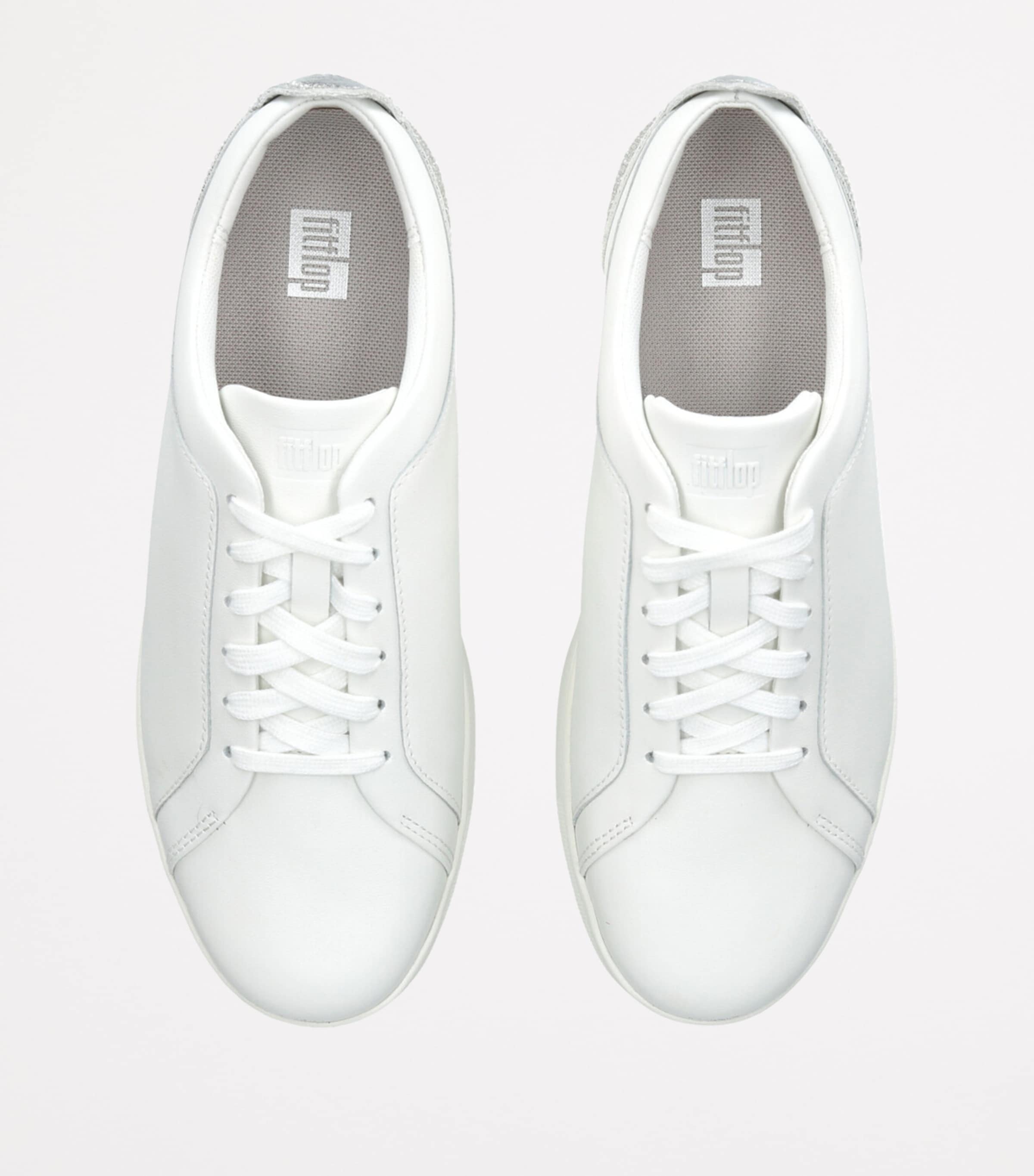 FitFlop Leather Embellished Rally Sneakers Silver Com Image 4