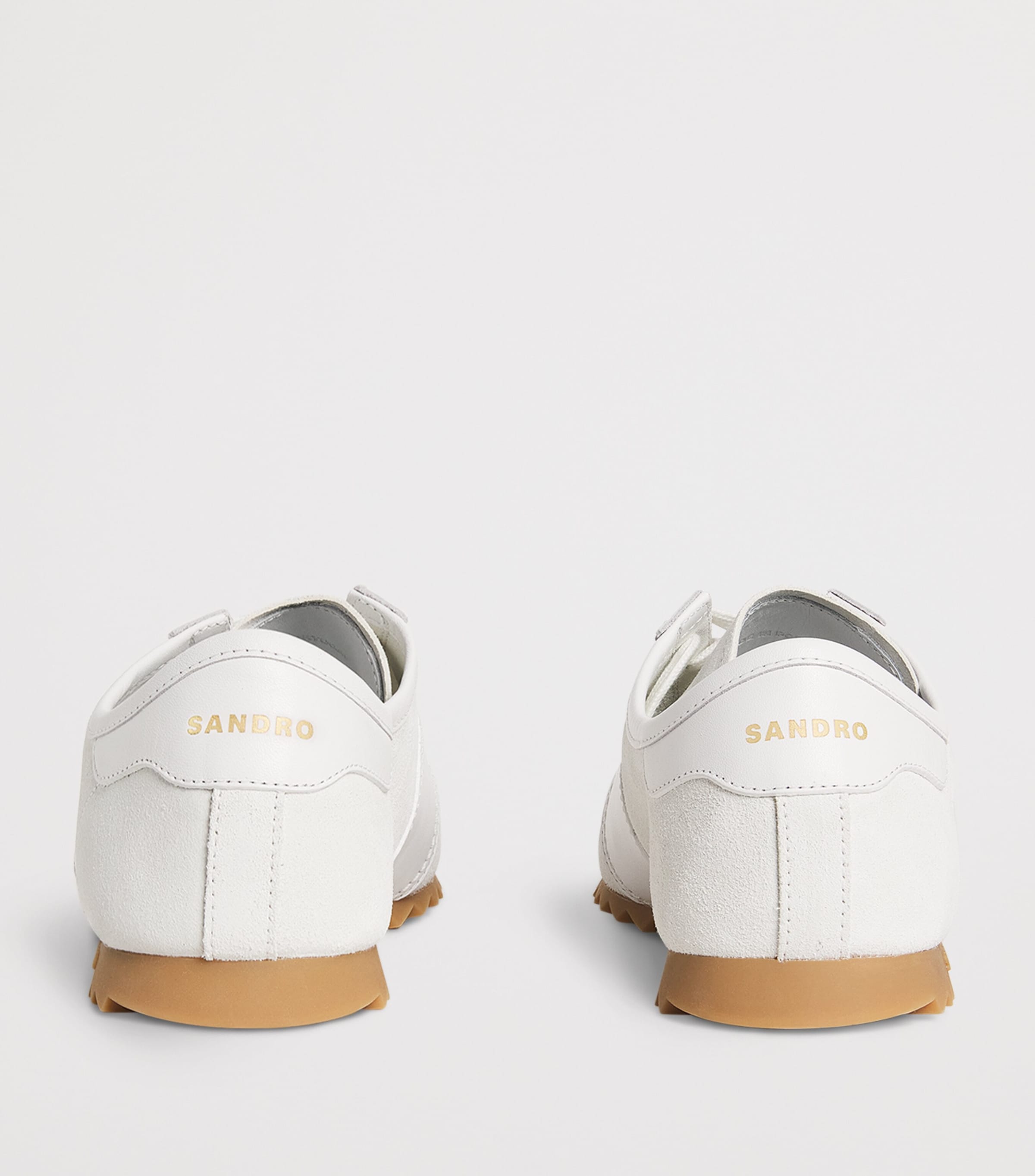 Sandro Paris Leather and Suede Low-Top Sneakers White Image 5