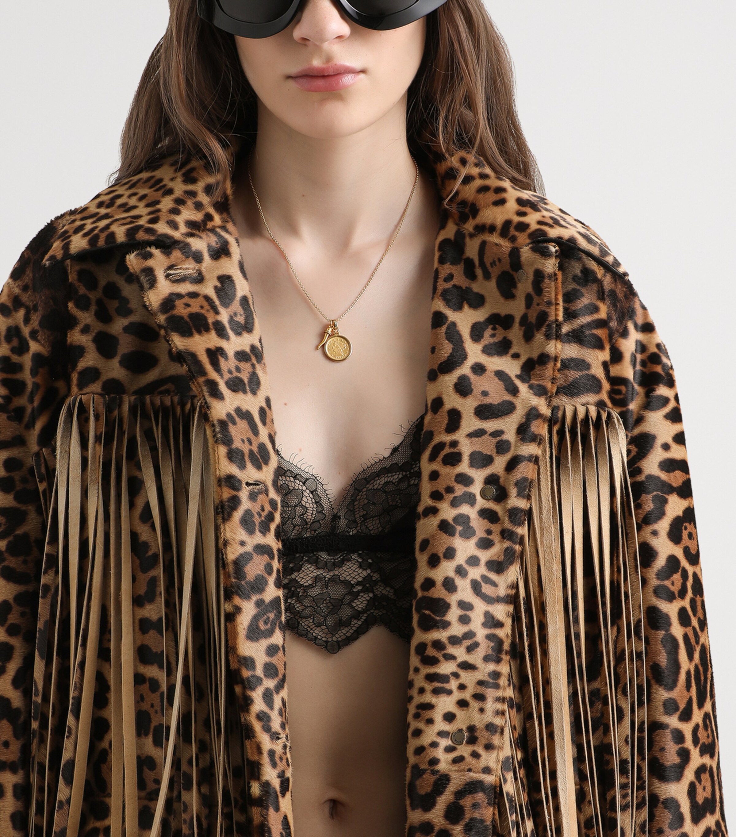 Dolce & Gabbana Multi Leopard Print Fringe Leather Jacket | Harrods US