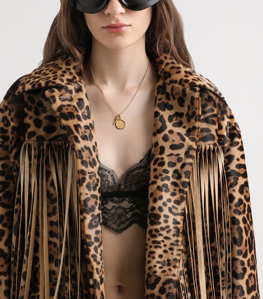 Leopard Print Fringe Leather Jacket S9001-COMBINED COLOU Image 4
