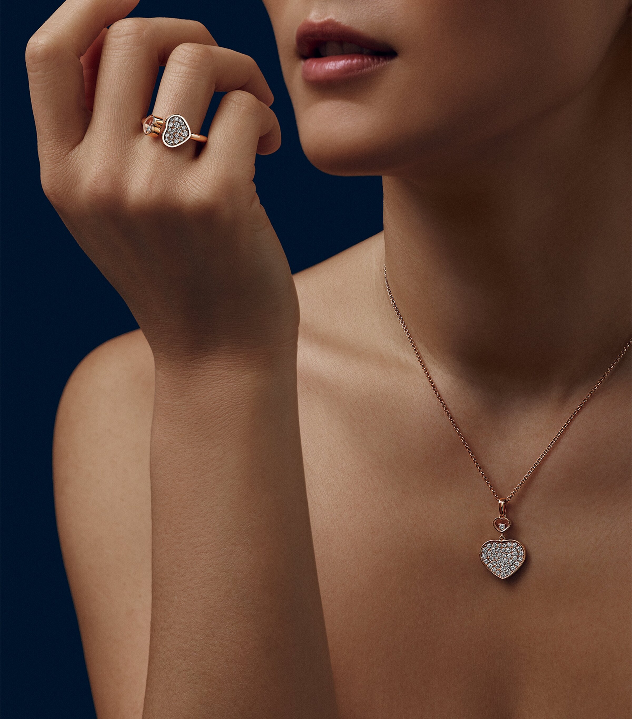 Rose Gold and Diamond Happy Hearts Ring Image 4