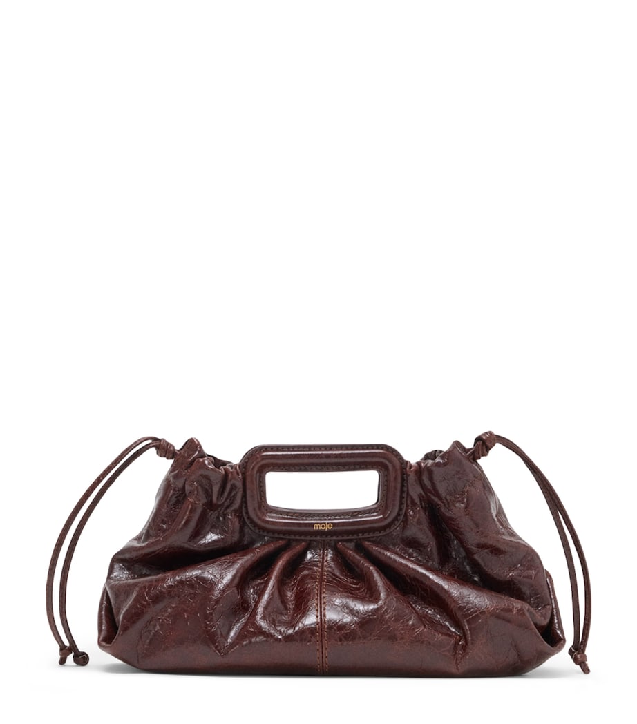 Maje Leather Milpli Clutch Bag Dark Brown Image 1