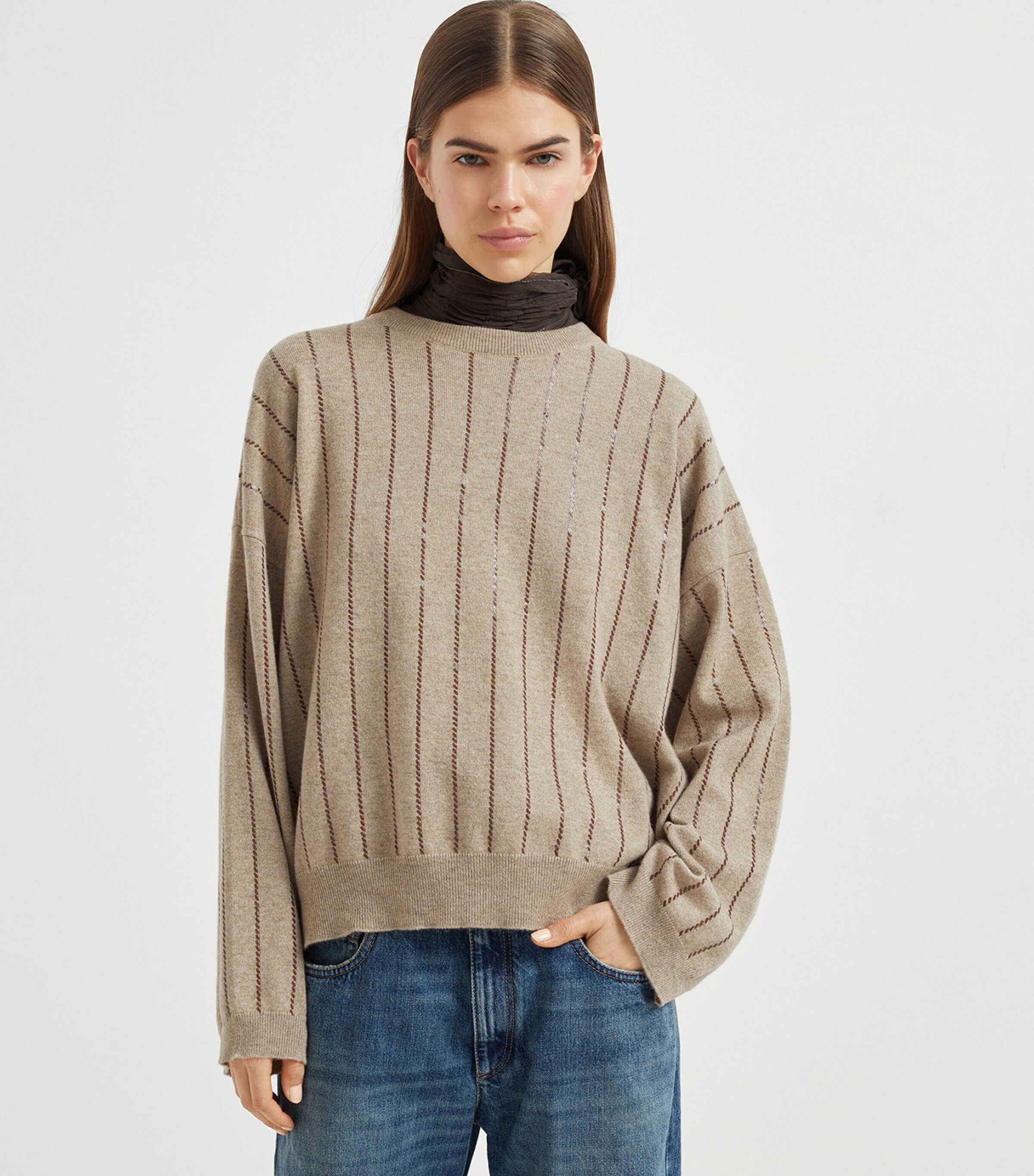Brunello Cucinelli Womens Cashmere Monili-Detail Sweater Image 2