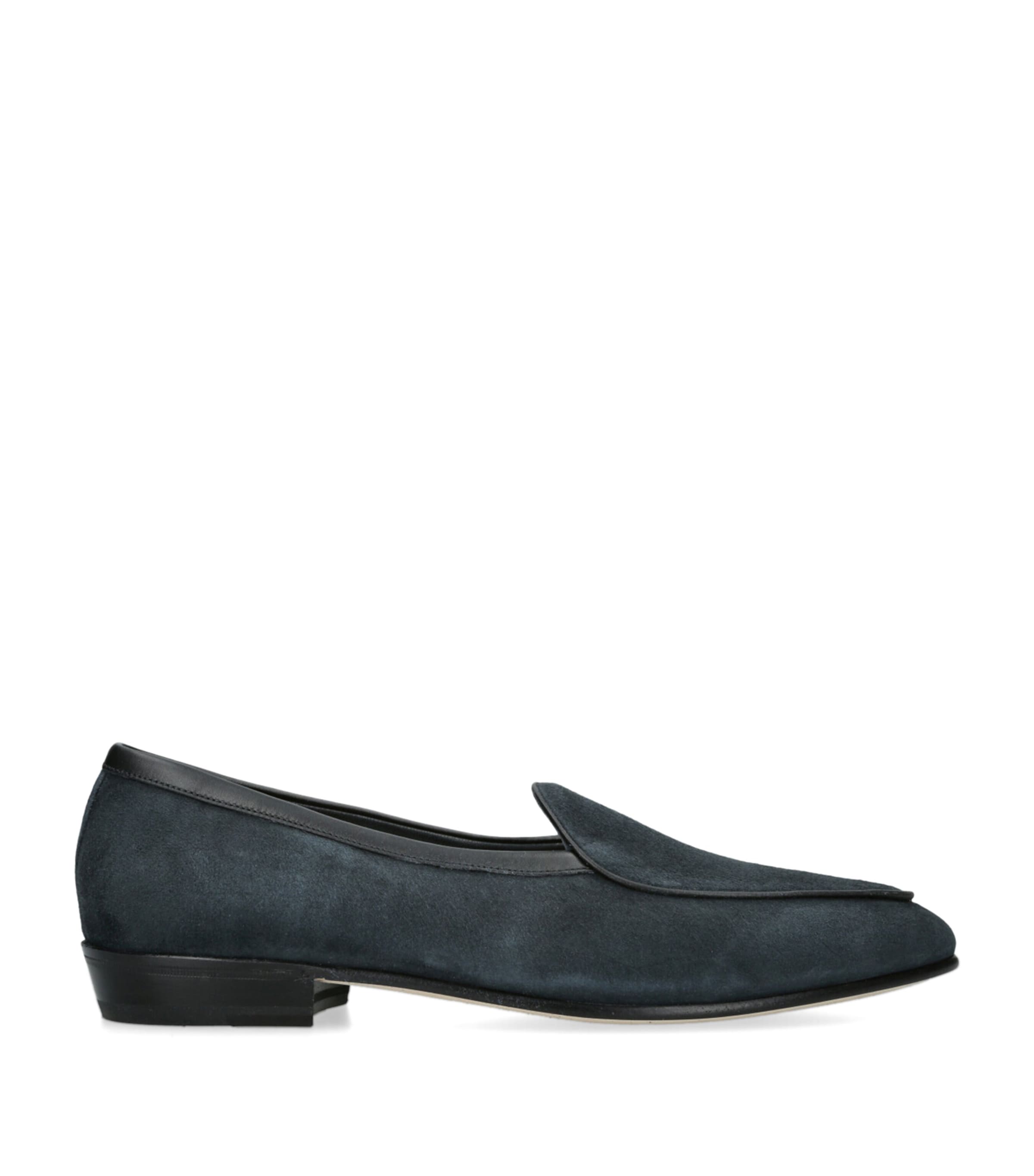 Baudoin & Lange Suede Sagan Classic Loafers Navy Image 1