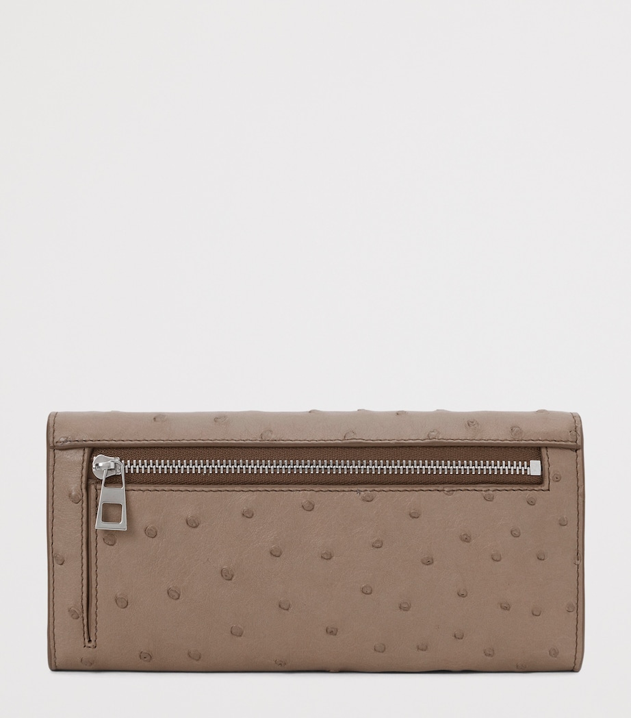 LOEWE Ostrich Leather Pebble Continental Wallet Dark Taupe Image 4