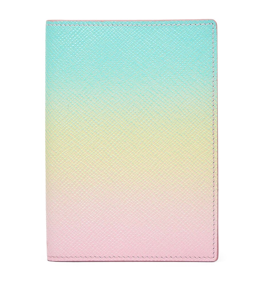 Smythson Panama Leather Rainbow Passport Cover Pearl Pink Image 1