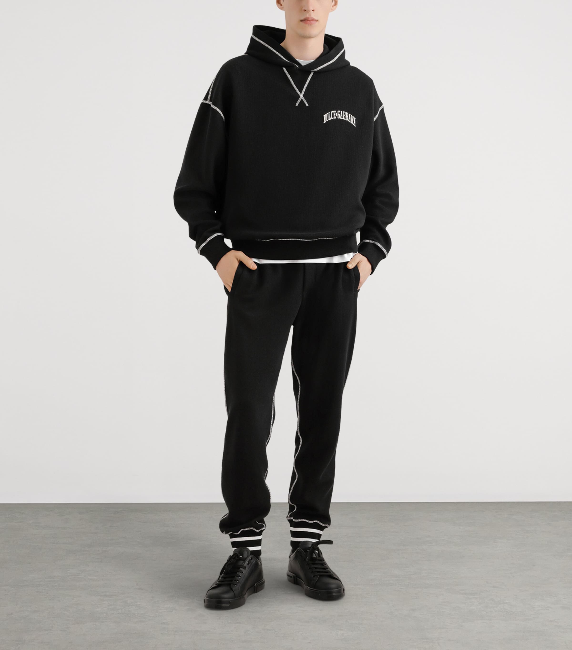 Contrast Stitch Track Pants N0000-BLACK Image 3