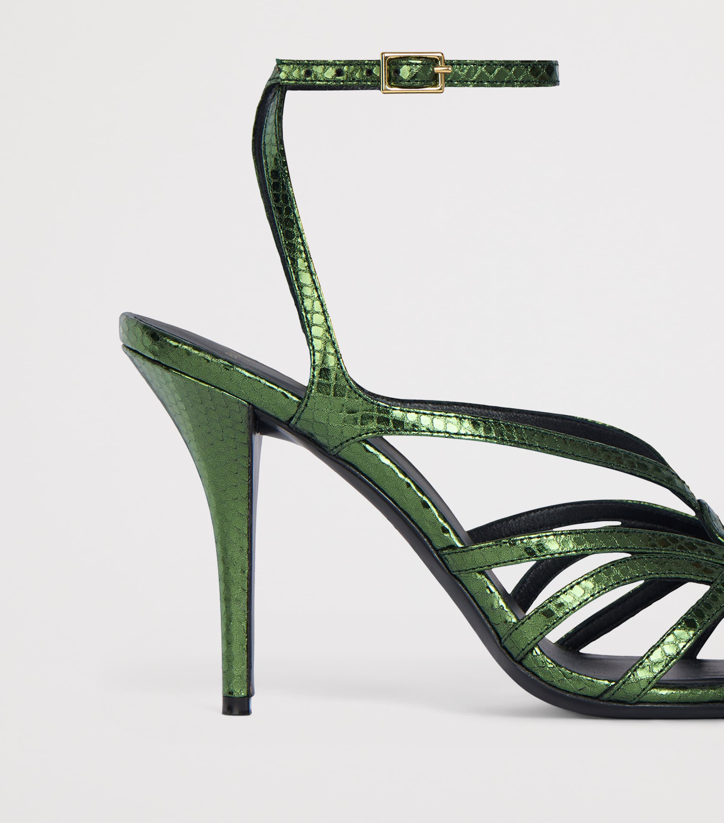 Balmain Python-Effect Leather Heeled Sandals Peridot Image 7