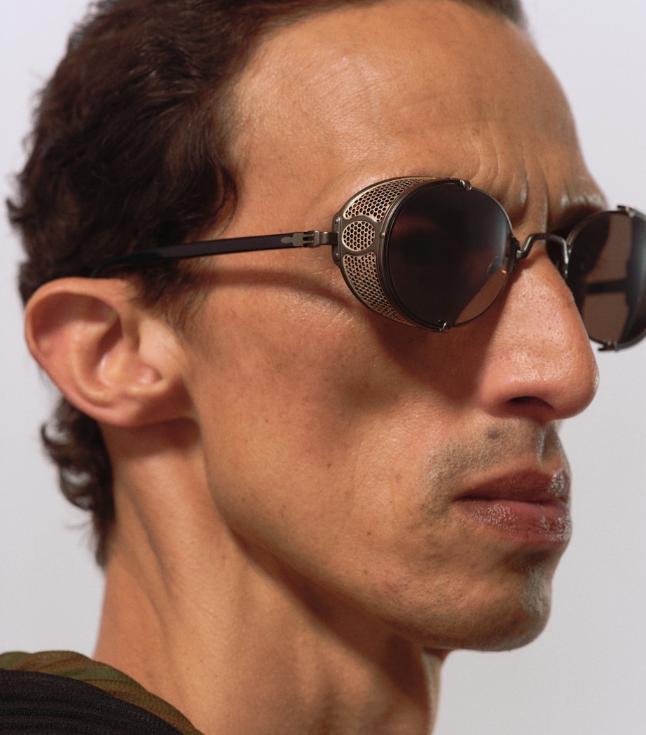 Matsuda 10610H Round Sunglasses Mat Blk Slvr Mirror Image 2