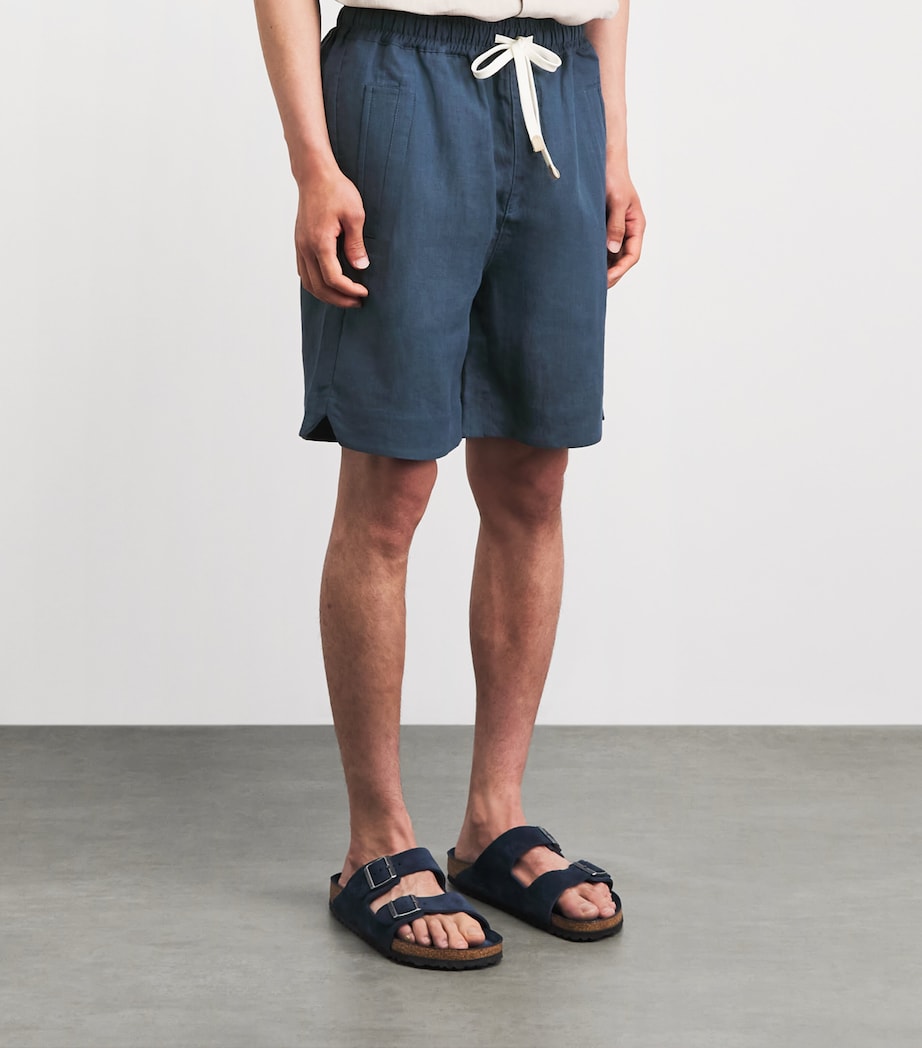 Eleventy Mens Linen Drawstring Bermuda Shorts Royal Image 4