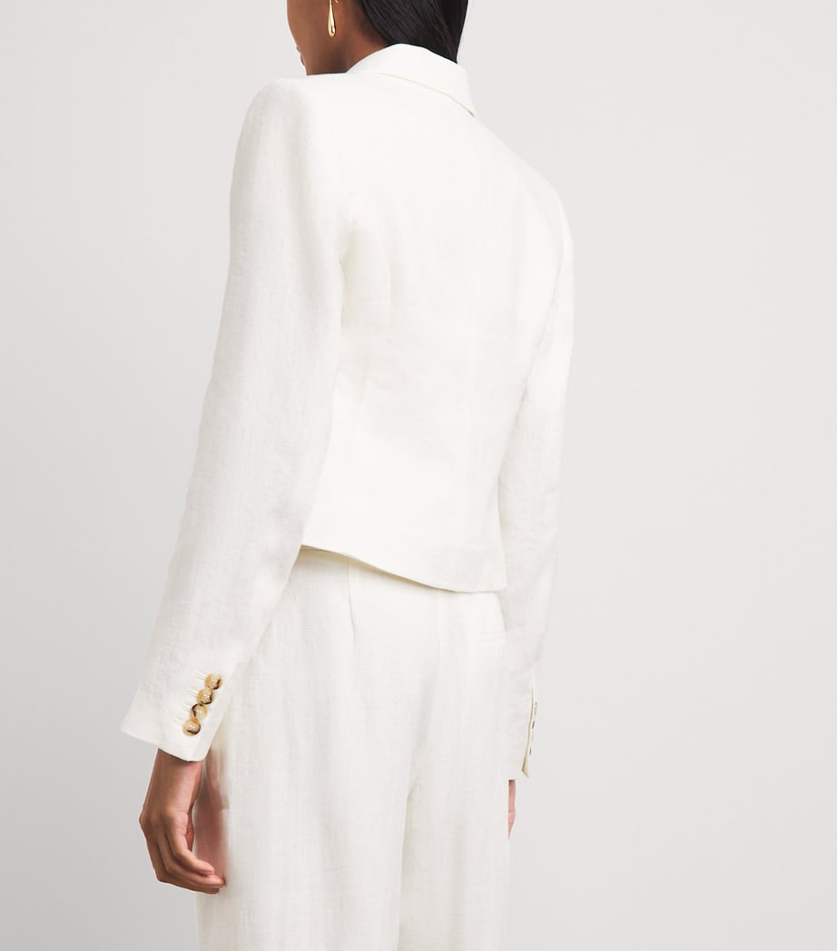 With Nothing Underneath Womens Linen Belgravia Cropped Blazer Ivory Image 5