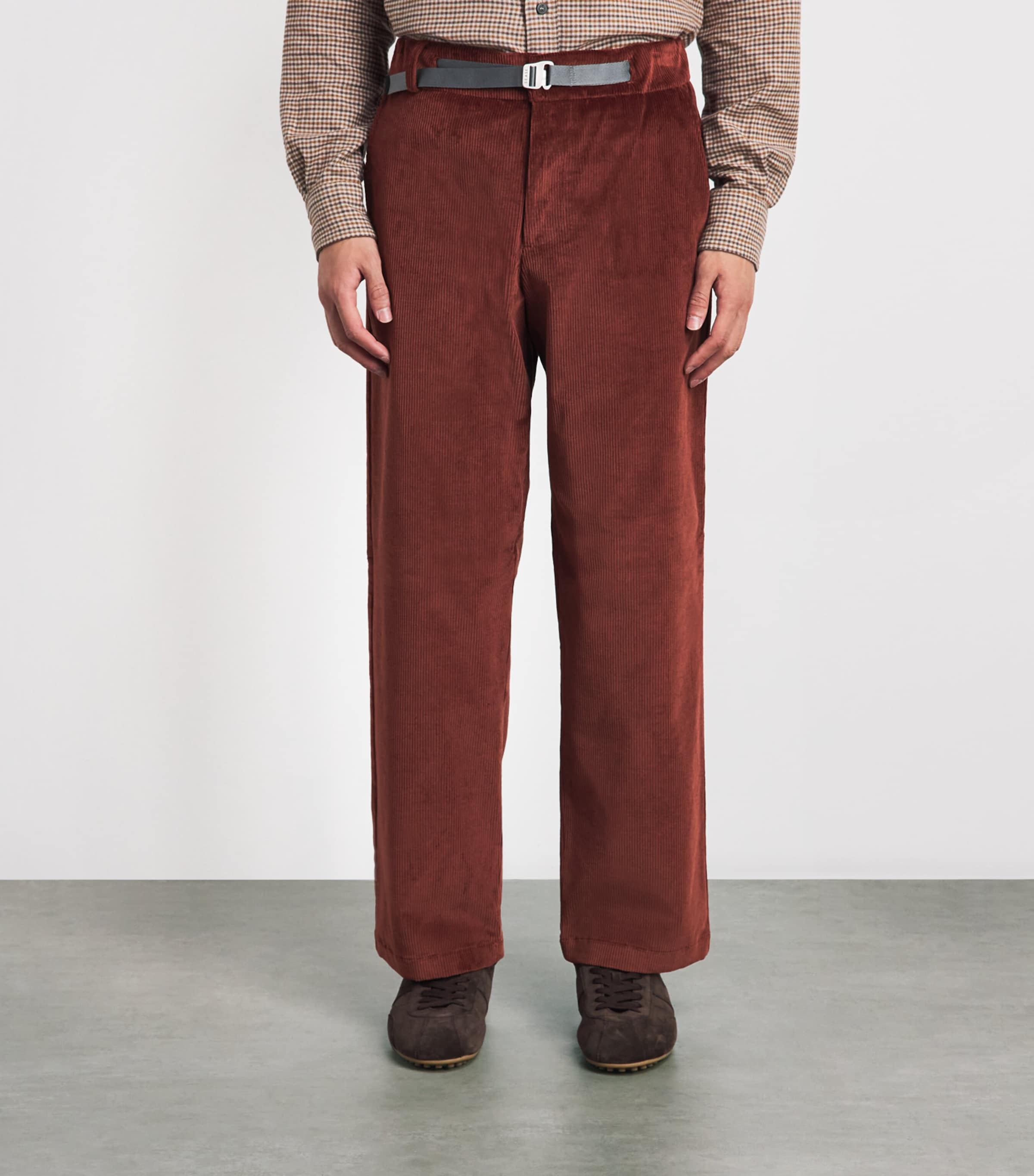 Sease Mens Corduroy Belted Trousers Terracotta Image 4