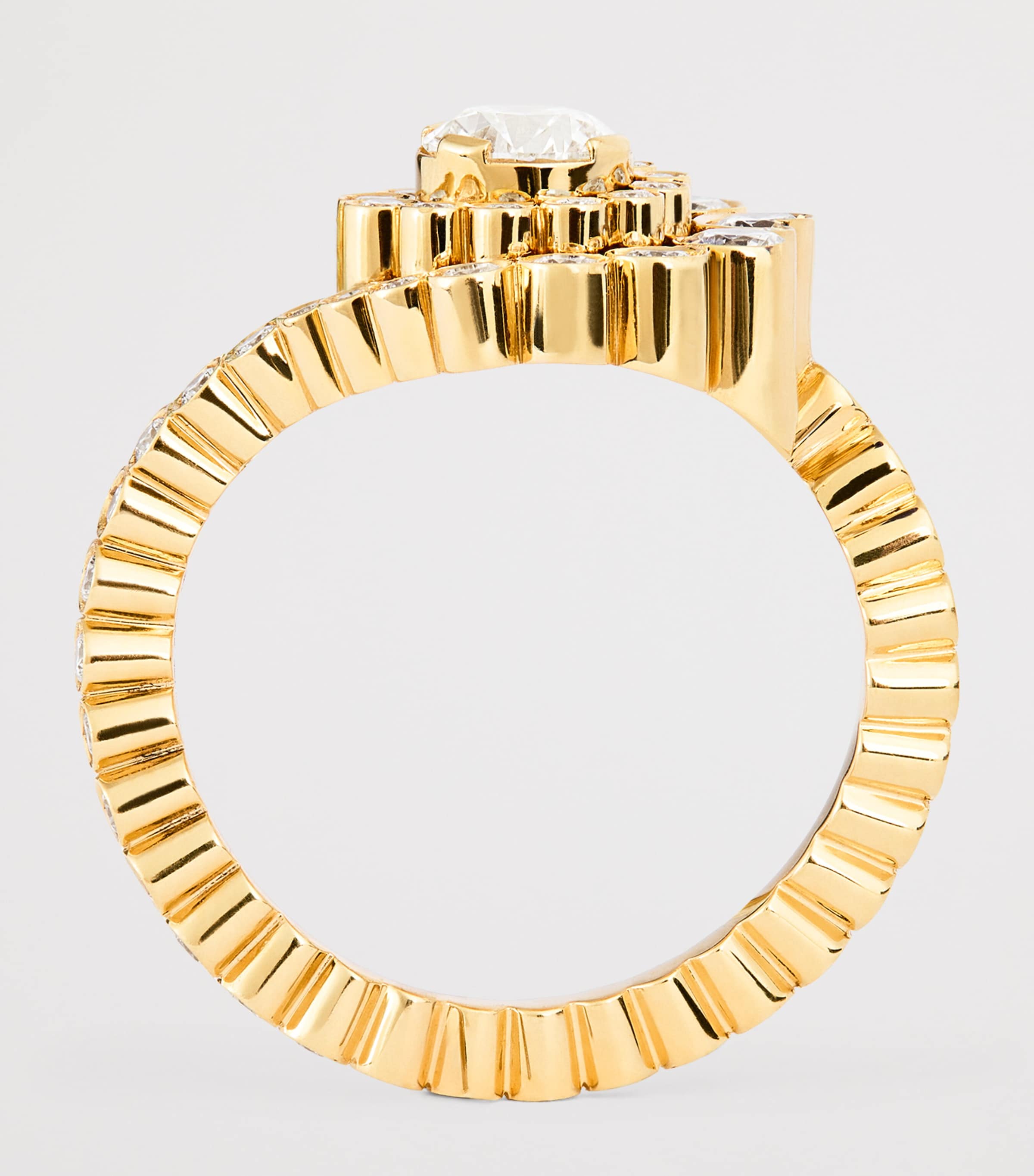 Yellow Gold and Diamond Plateau Ring YELLOW GOLD Image 3