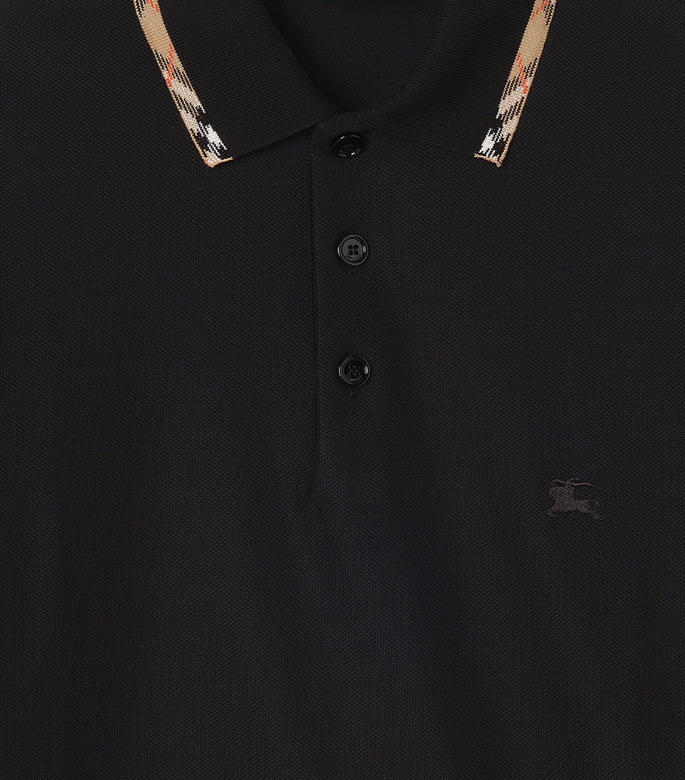 Burberry Mens Check-Trim Polo Shirt Black Image 2