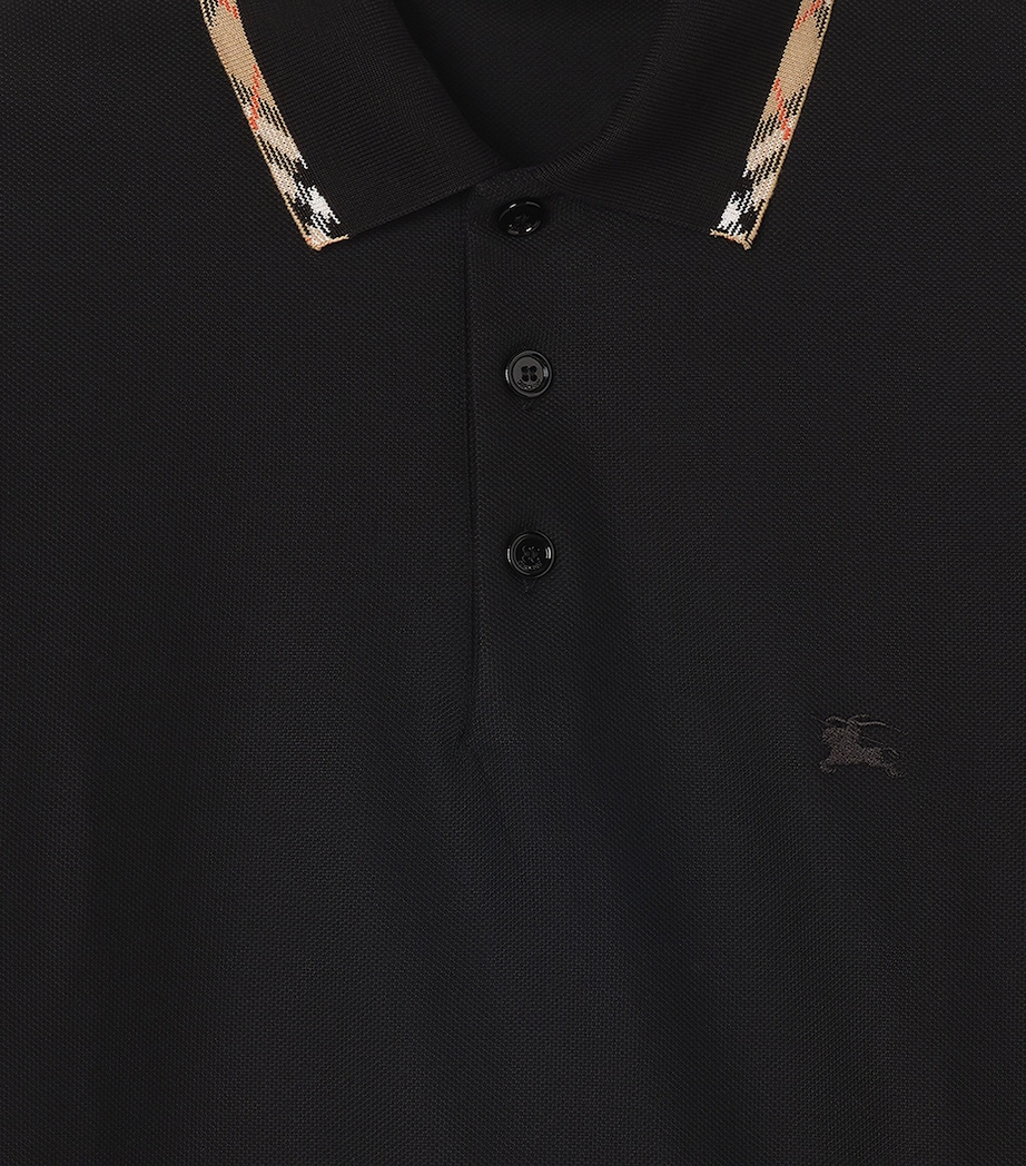 Burberry Mens Check-Trim Polo Shirt Black Image 2