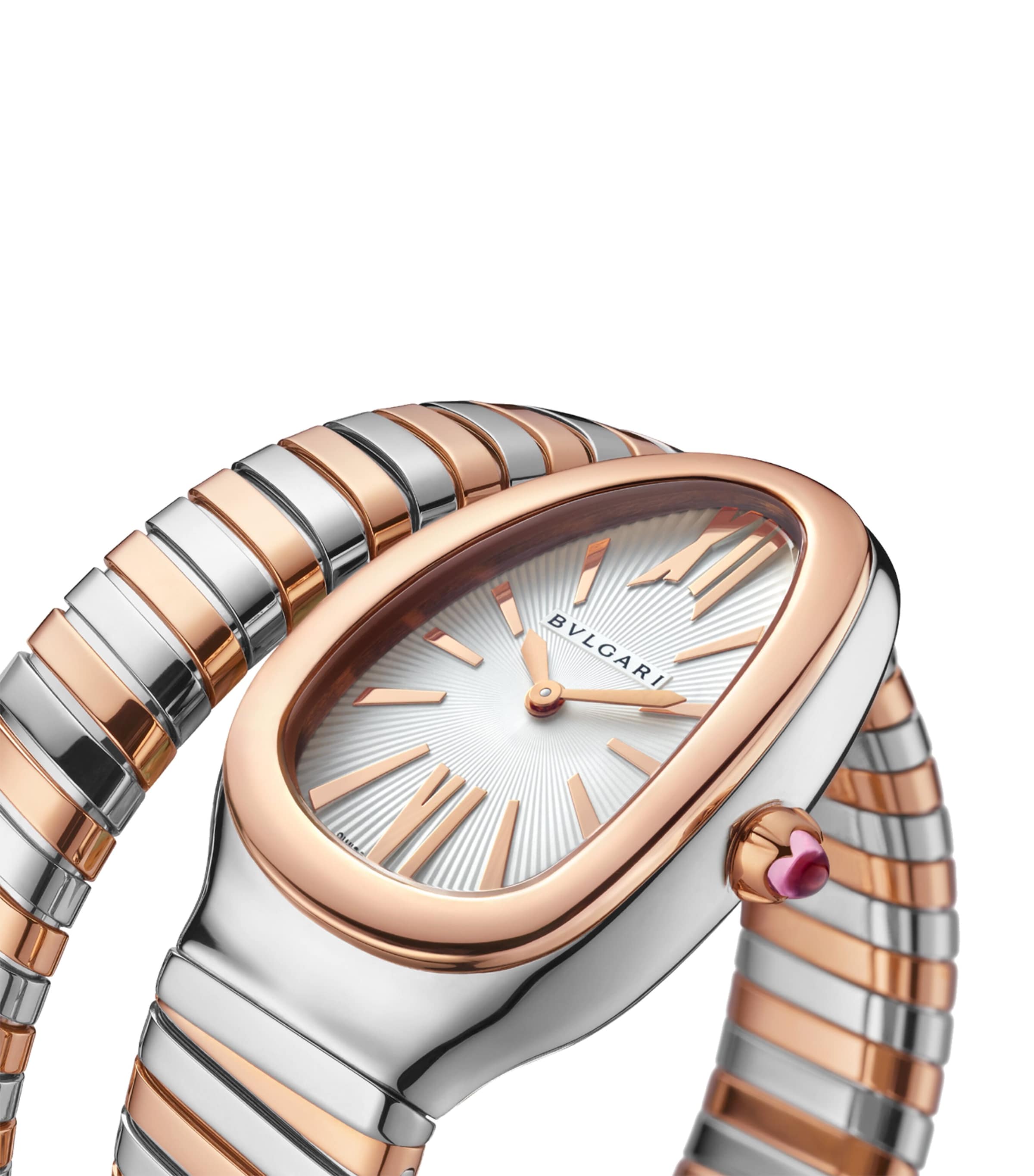 Bvlgari Rose Gold and Stainless Steel Serpenti Tubogas Watch 35mm White Image 2