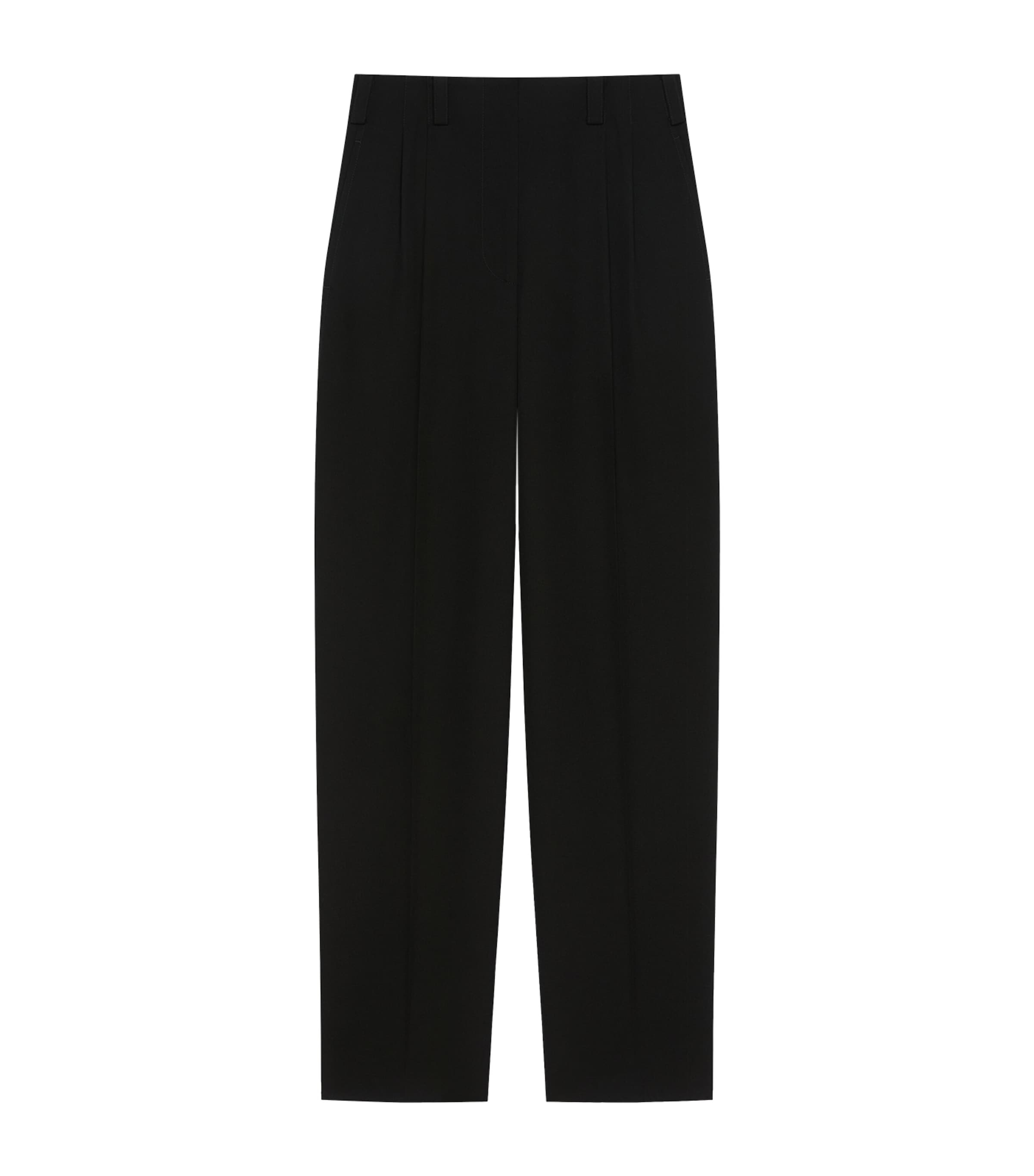 Wool Double-Pleated Trousers BLACK Image 1