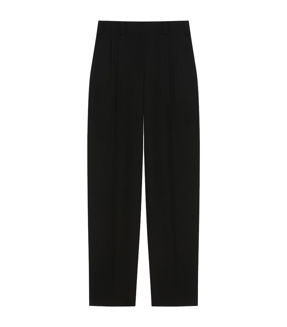Wool Double-Pleated Trousers BLACK Image 1