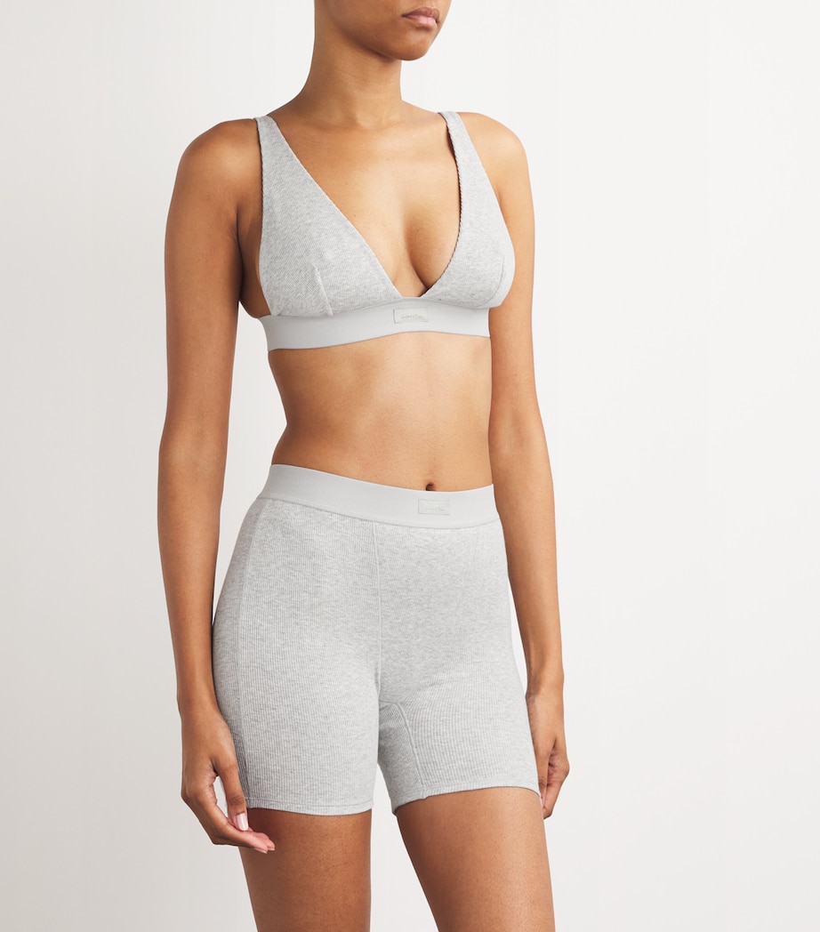 Stretch-Cotton Ribbed Boxer Shorts LIGHT HEATHER GREY Image 2