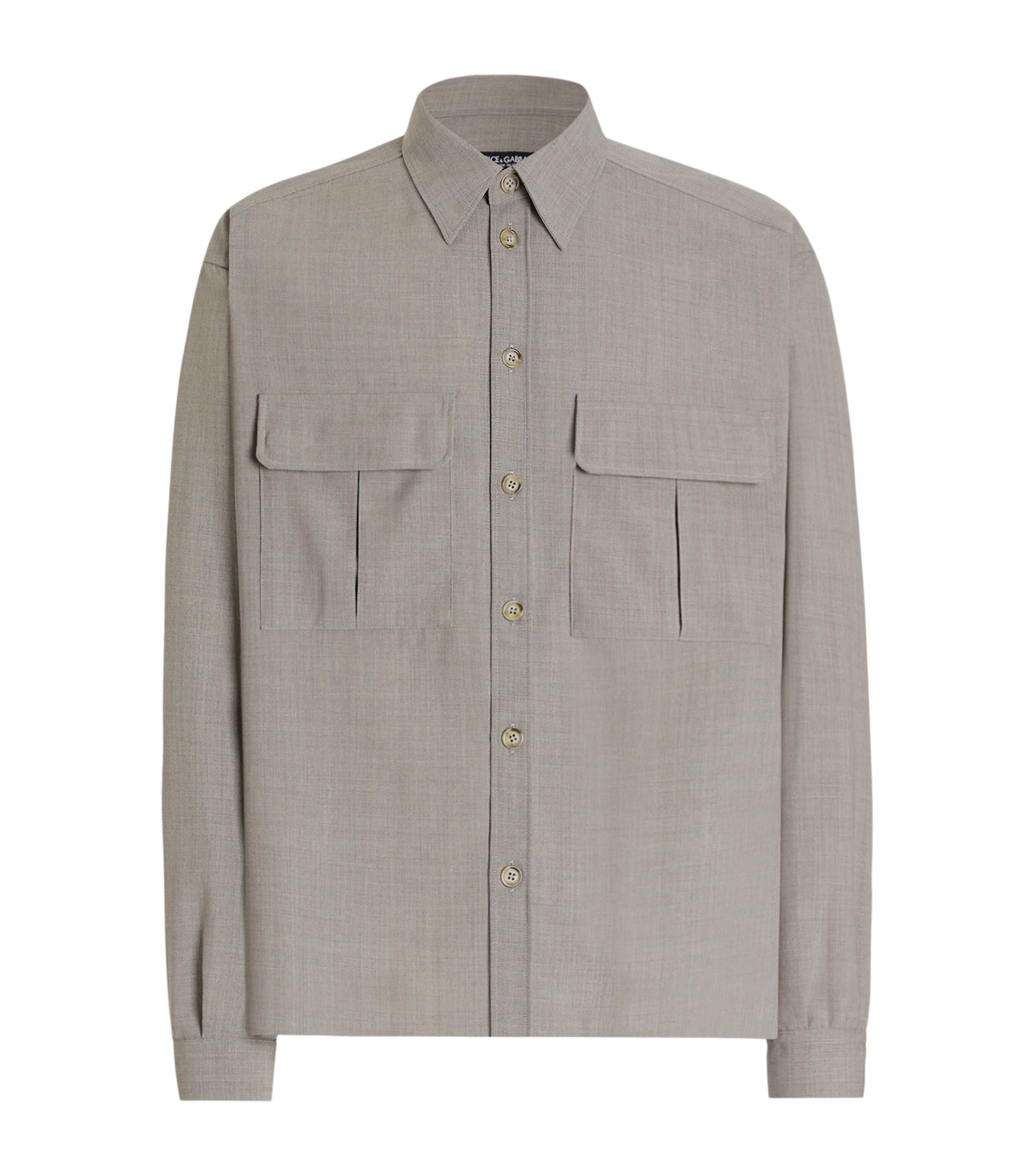 Dolce&Gabbana Mens Virgin Wool Canvas Shirt Whit Image 1